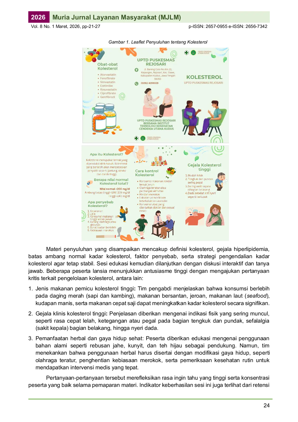 JURIS Giat Interprofessional Collaboration Tenaga Kesehatan Tentang Peningkatan Kesadaran Masyarakat tentang Pentingnya Kontrol Kolesterol di Desa Tergo Kudus