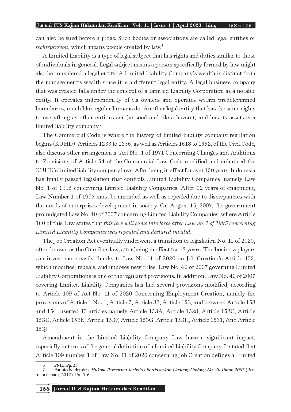juris The Fulfillment of The Clarity Principle Towards the Formulation Arrangement in The Recognition of Statutory Bodies Within the Limited Liability Company