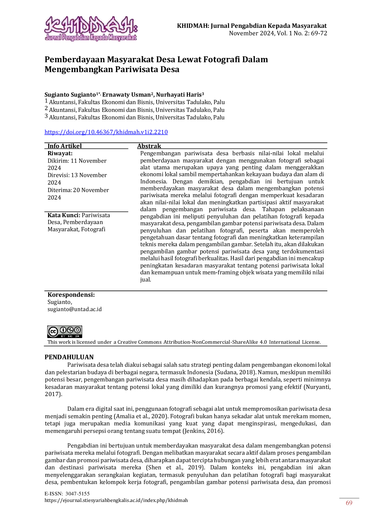 JURIS Pemberdayaan Masyarakat Desa Lewat Fotografi Dalam Mengembangkan Pariwisata Desa