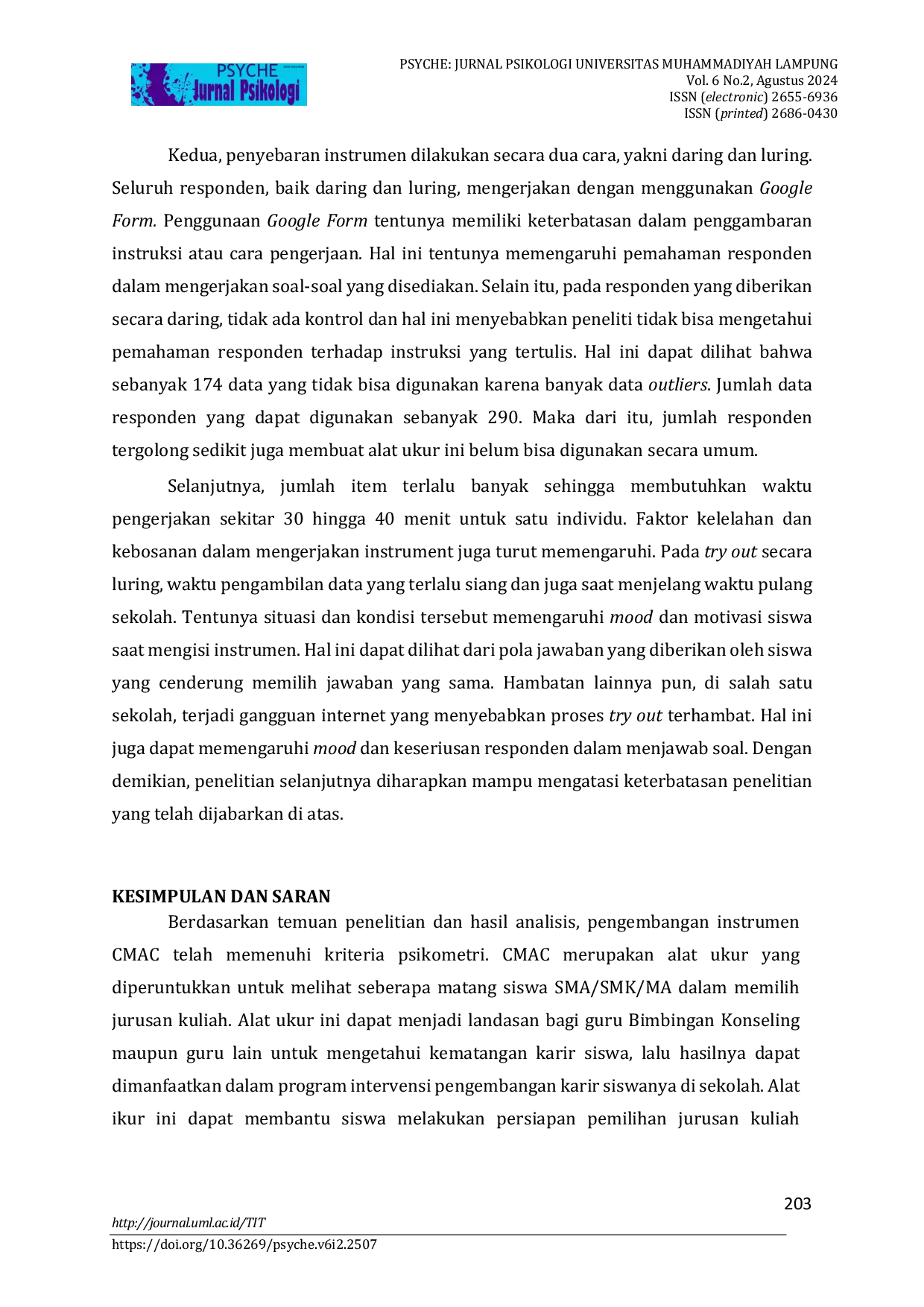 JURIS Pengembangan Alat Ukur Psikologi Kematangan Karir Career Maturity Attitudes Competencies Test CMAC