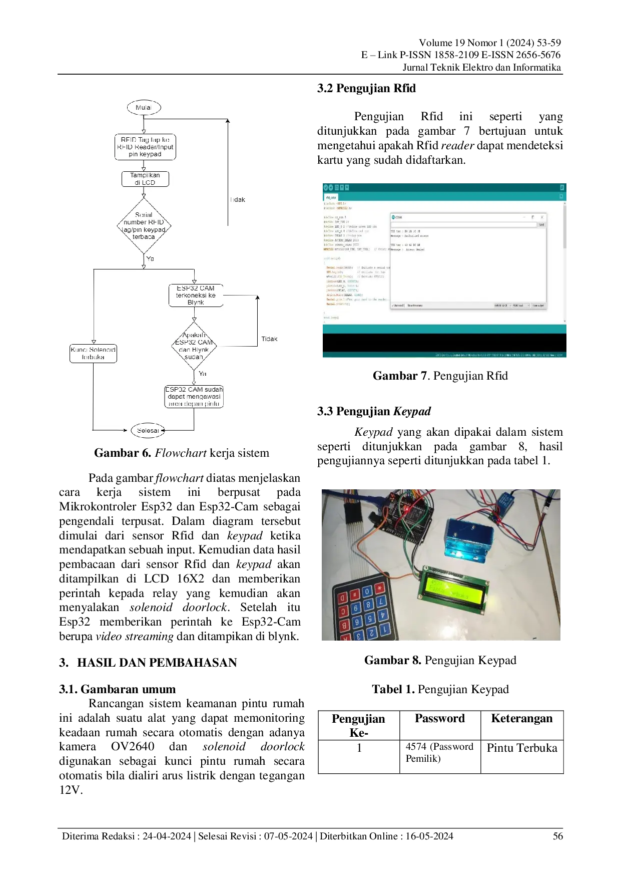 JURIS RANCANG BANGUN SISTEM KEAMANAN PINTU RUMAH BERBASIS INTERNET OF THINGS DENGAN ESP32 DAN APLIKASI BLYNK