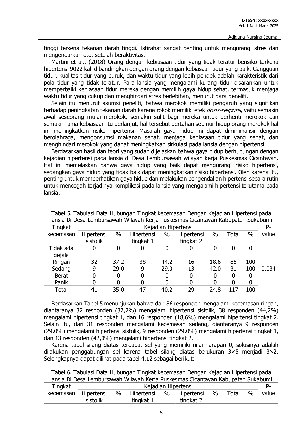 JURIS Hubungan Gaya Hidup Dan Tingkat Kecemasan Dengan Kejadian Hipertensi Pada Lansia di Desa Lembursawah Wilayah Kerja Puskesmas Cicantayan Kabupaten Sukabumi