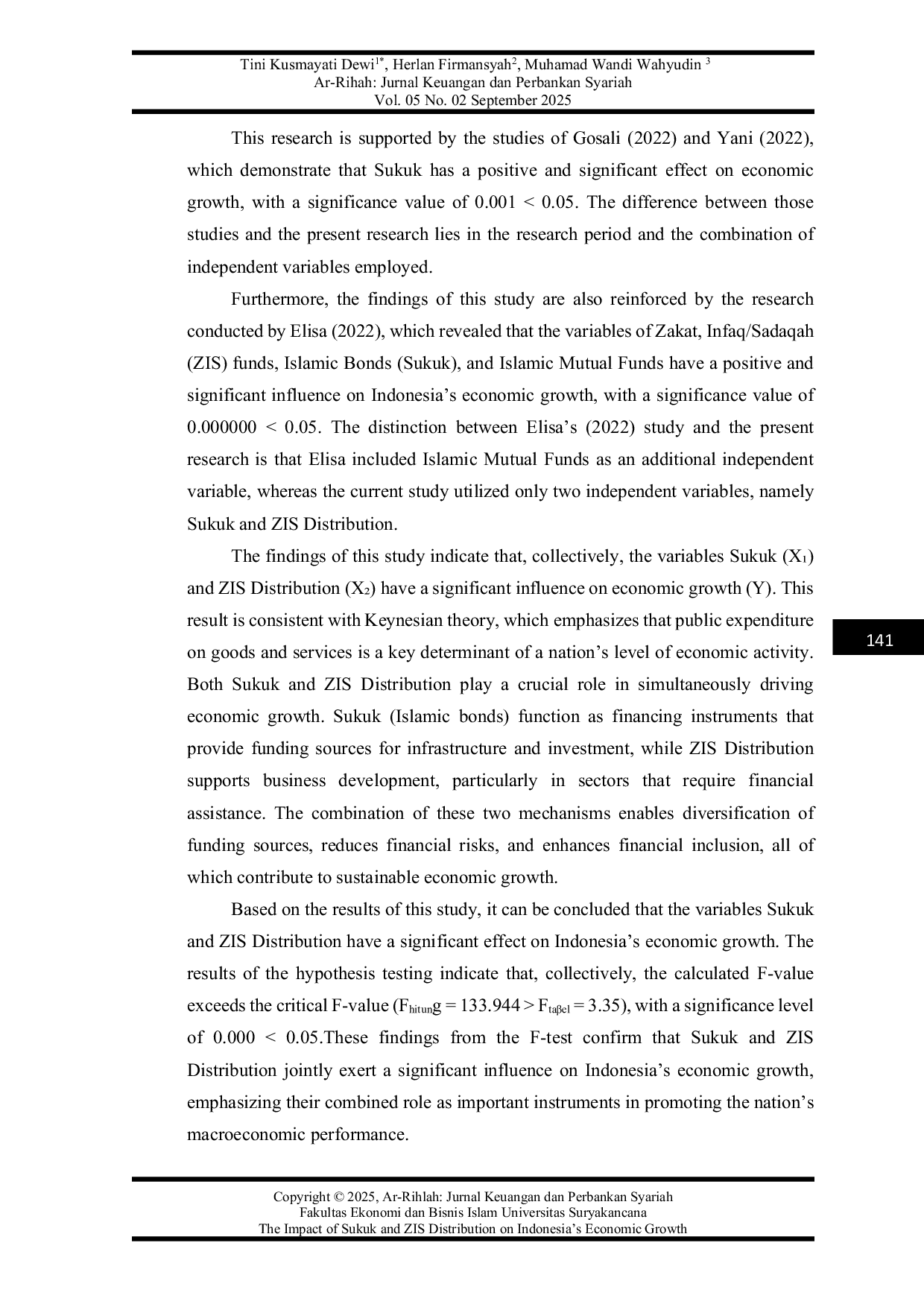 JURIS The Impact of Sukuk and ZIS Distribution on Indonesia s Economic Growth