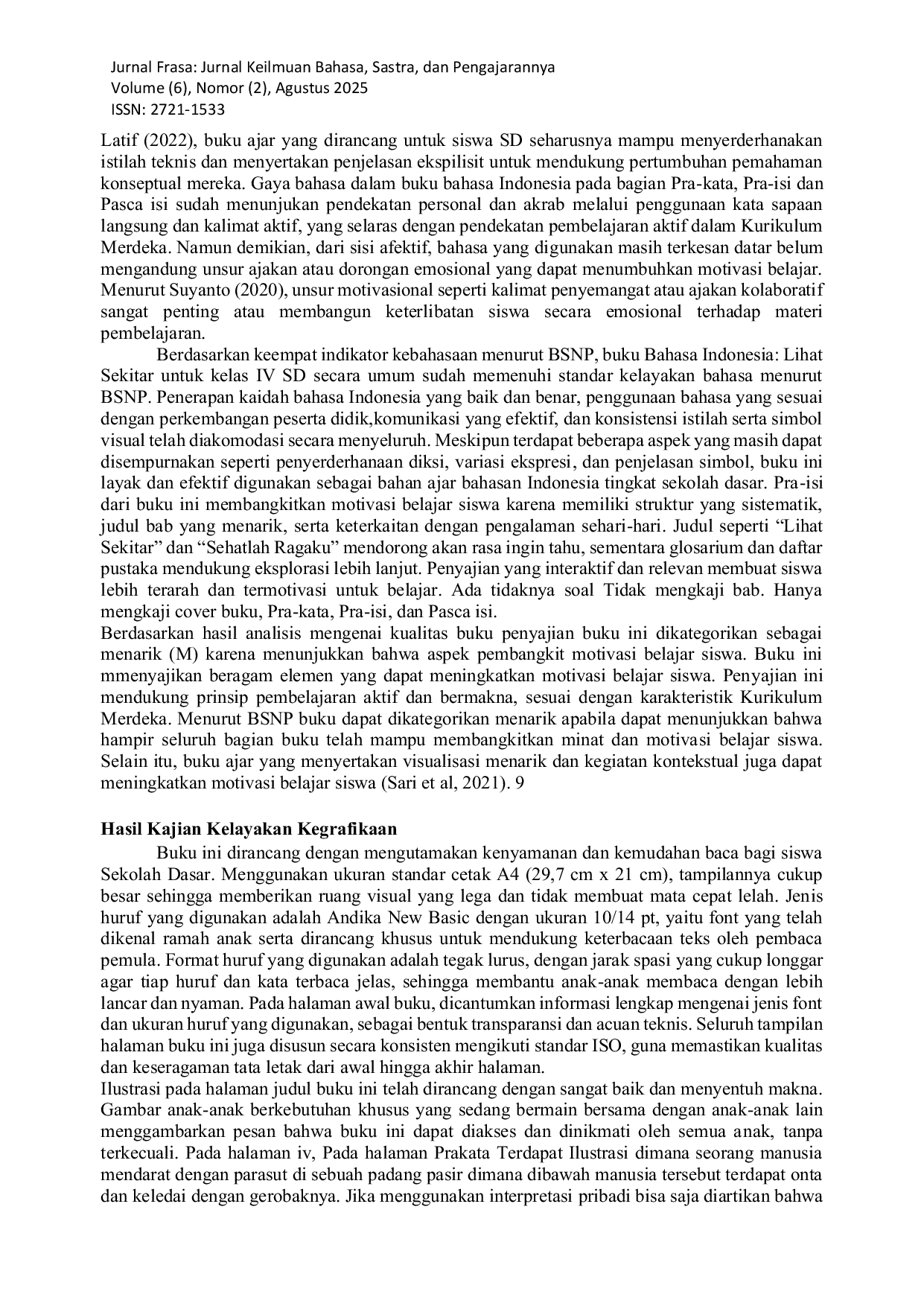 JURIS KAJIAN BAGIAN NON ISI BUKU BAHASA INDONESIA KELAS IV SEKOLAH DASAR BERBASIS KELAYAKAN BUKU VERSI BSNP