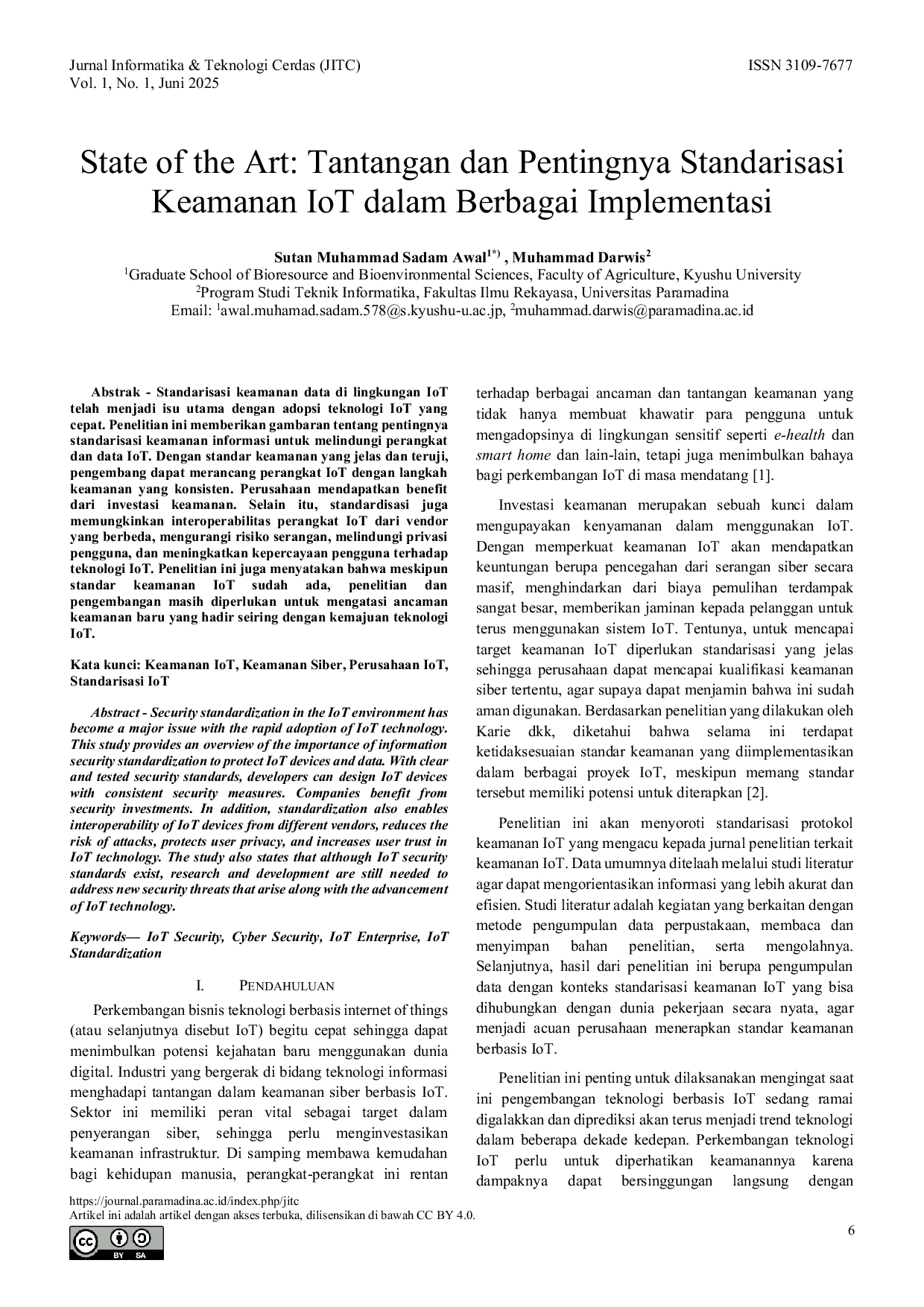 JURIS State of the Art Tantangan dan Pentingnya Standarisasi Keamanan IoT dalam Berbagai Implementasi