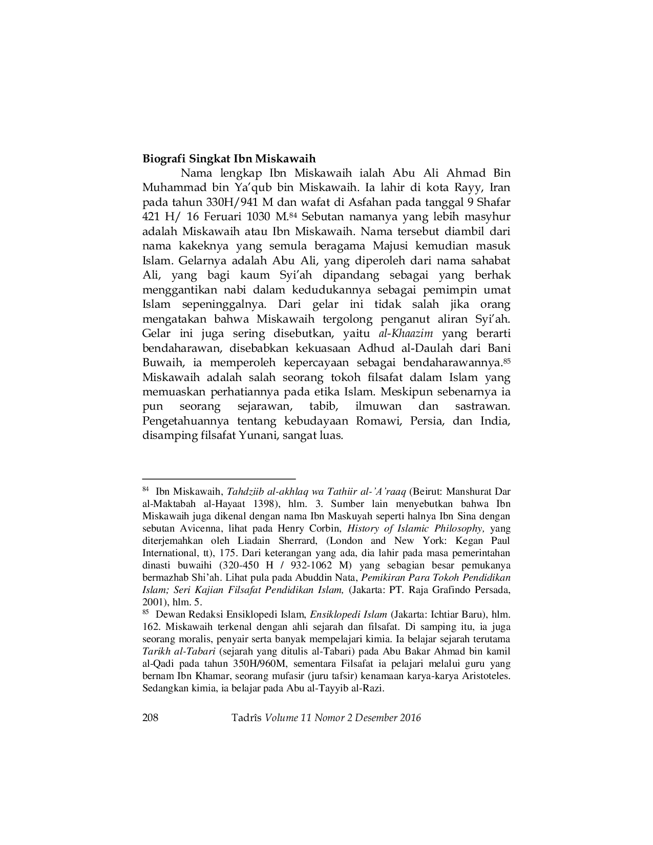 JURIS Pendidikan Akhlak Menurut Kitab Tahzib Al Akhlaq Karya Ibn Miskawaih