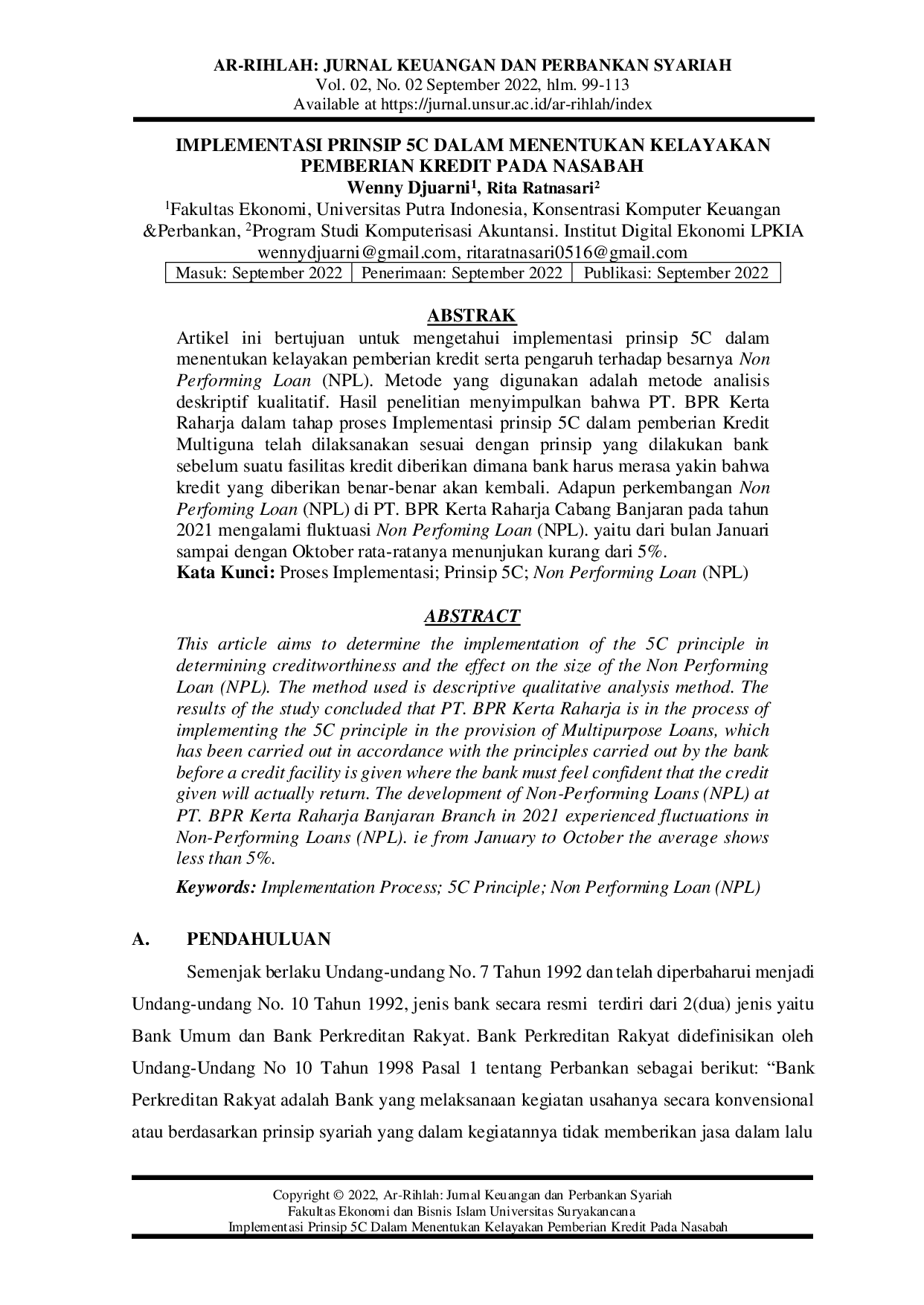 JURIS Implementasi Prinsip 5C Dalam Menentukan Kelayakan Pemberian Kredit Pada Nasabah