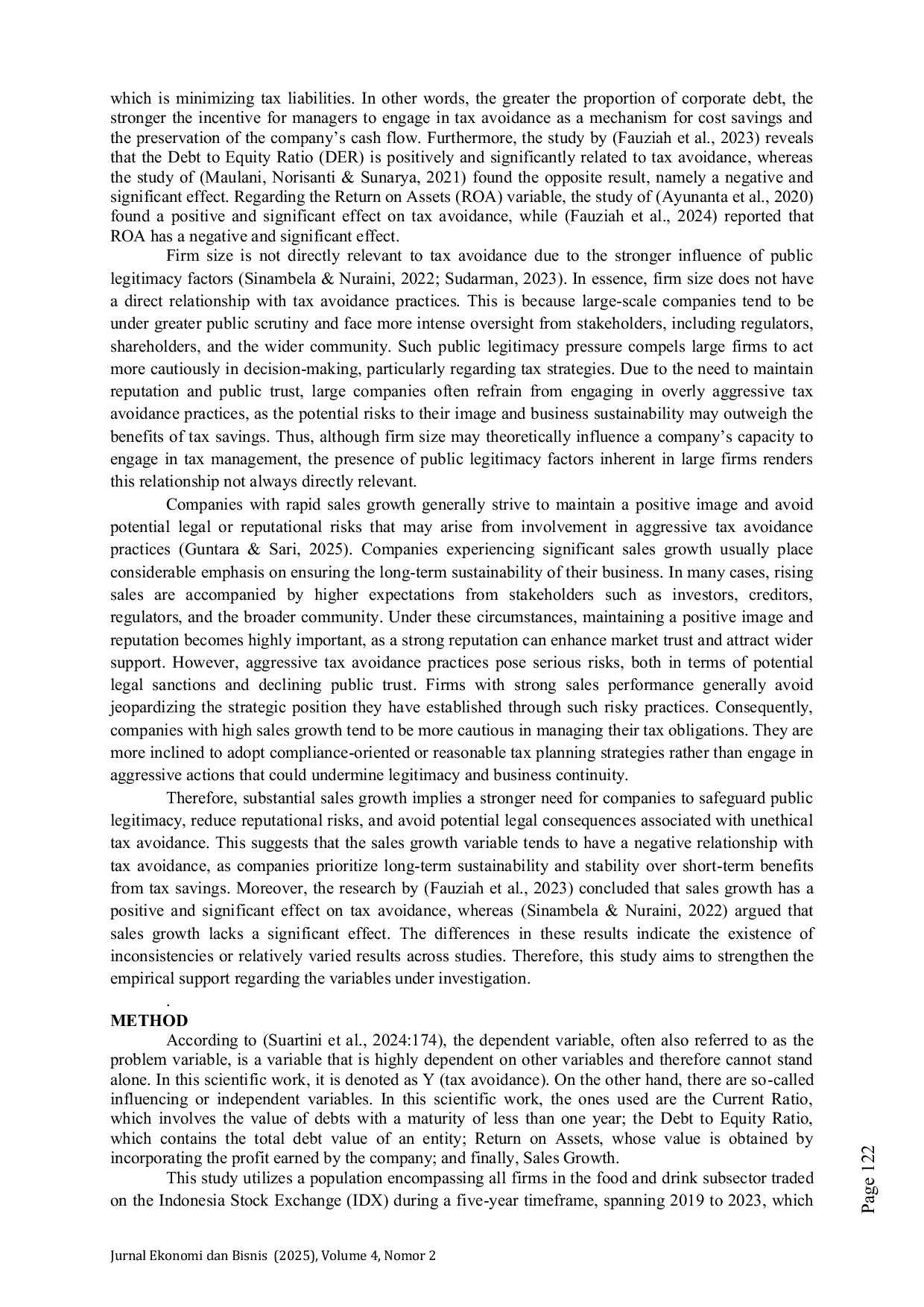 JURIS Factors Influencing Tax Avoidance in Food and Beverage Subsector Companies