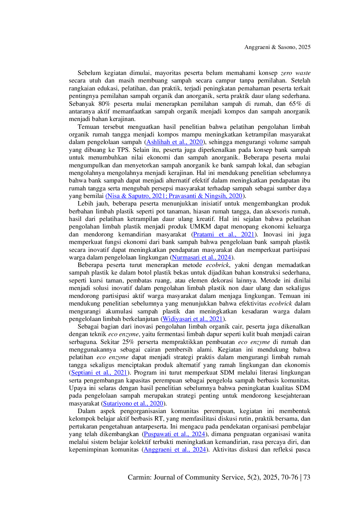 JURIS Penguatan Kapasitas Perempuan Sebagai Agen Perubahan Lingkungan dalam Program Zero Waste Berbasis Komunitas