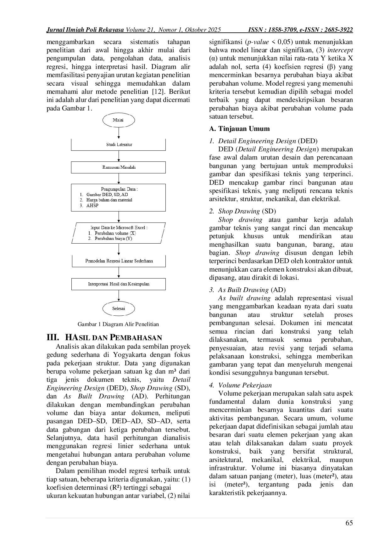 JURIS Model Regresi Linear untuk Prediksi Biaya Konstruksi Akibat Perubahan Gambar As Built Drawing