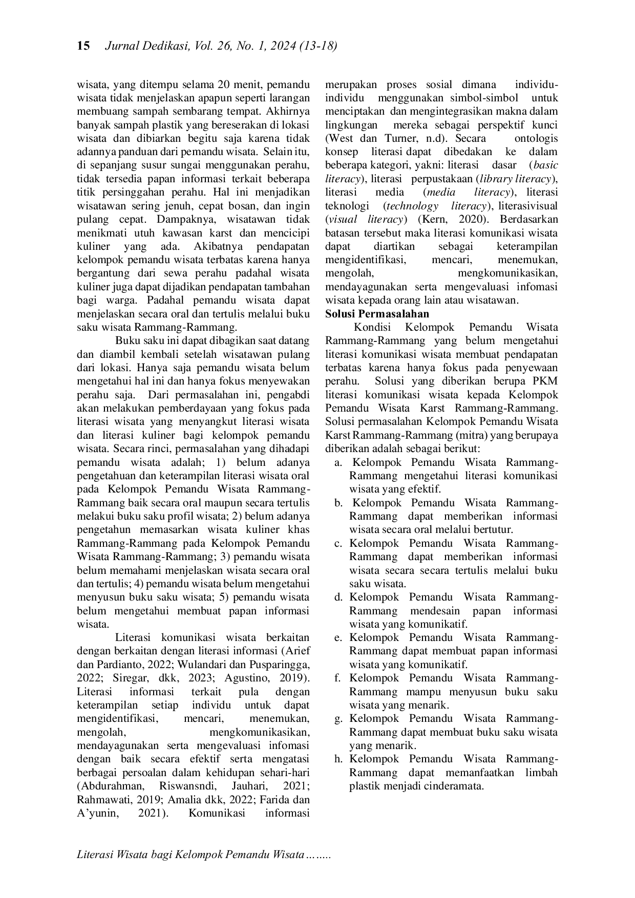 JURIS Literasi Wisata bagi Kelompok Pemandu Wisata Rammang Rammang