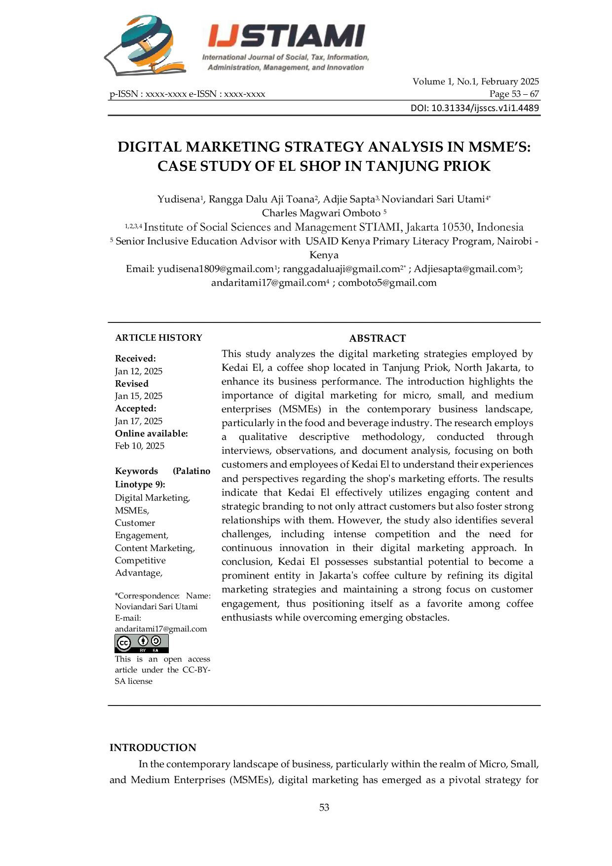 JURIS Digital Marketing Strategy Analysis in MSMEs Case Study of El Shop in Tanjung Priok