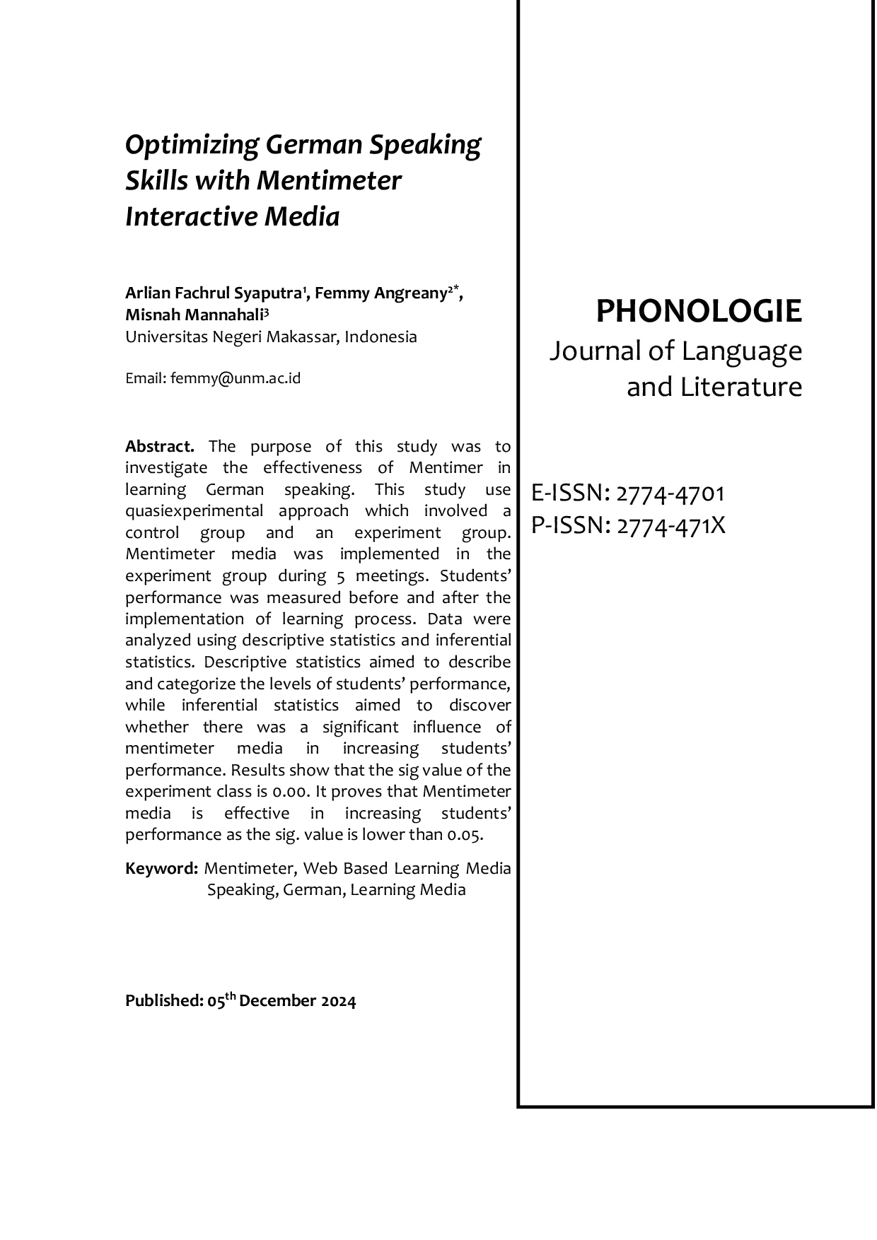 JURIS Optimizing German Speaking Skills with Mentimeter Interactive Media