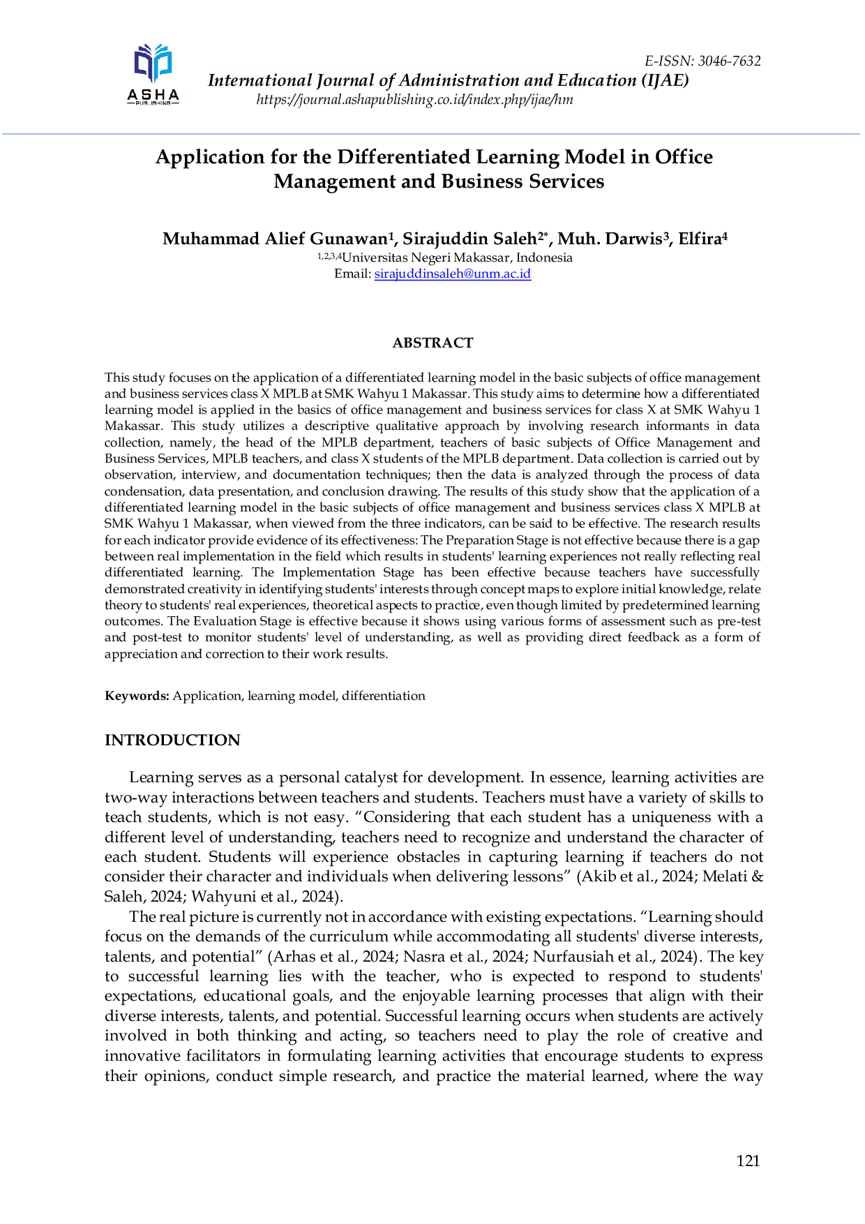 JURIS Application for the Differentiated Learning Model in Office Management and Business Services