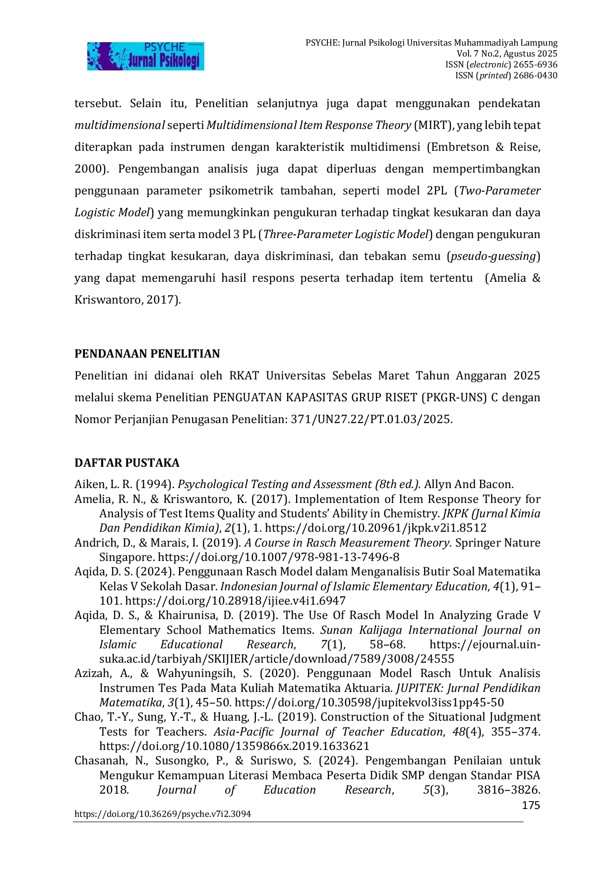 JURIS Analisis Butir Situational Judgement Test Kompetensi Inti Karyawan PT Angkasa Pura Indonesia Dengan Rasch Model
