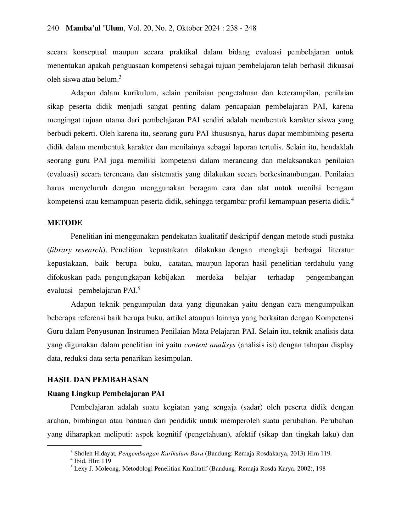 JURIS Kompetensi Guru dalam Penyusunan Instrumen Penilaian Mata Pelajaran Pendidikan Agama Islam