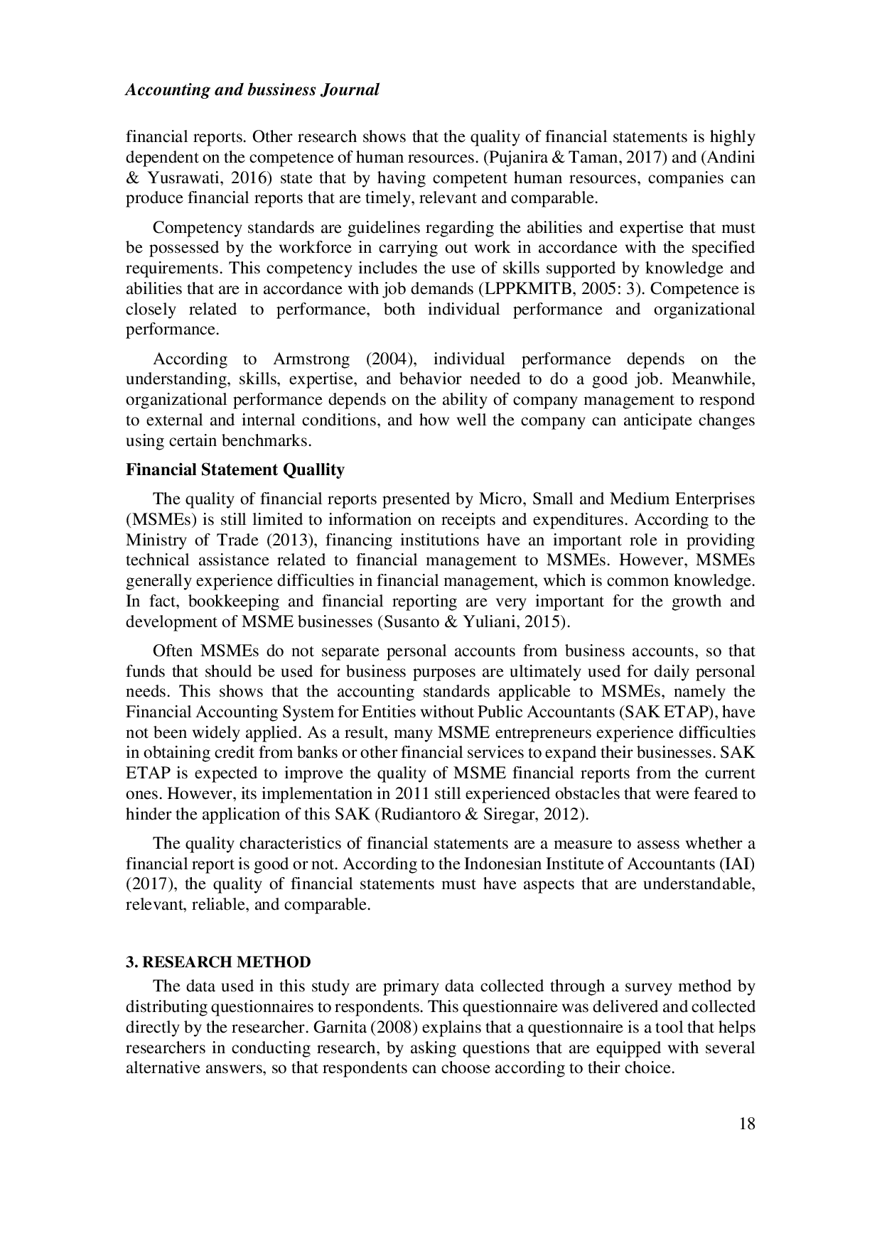 JURIS The Effect of Human Resource Competencies on the Quality of Financial Statements