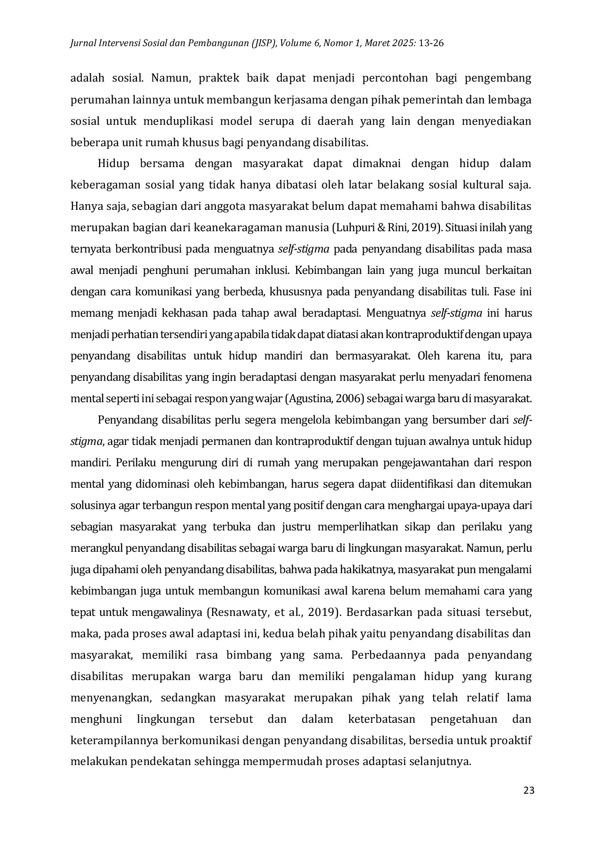 JURIS Proses Adaptasi Penyandang Disabilitas dengan Masyarakat di Perumahan Inklusi Kabupaten Trenggalek