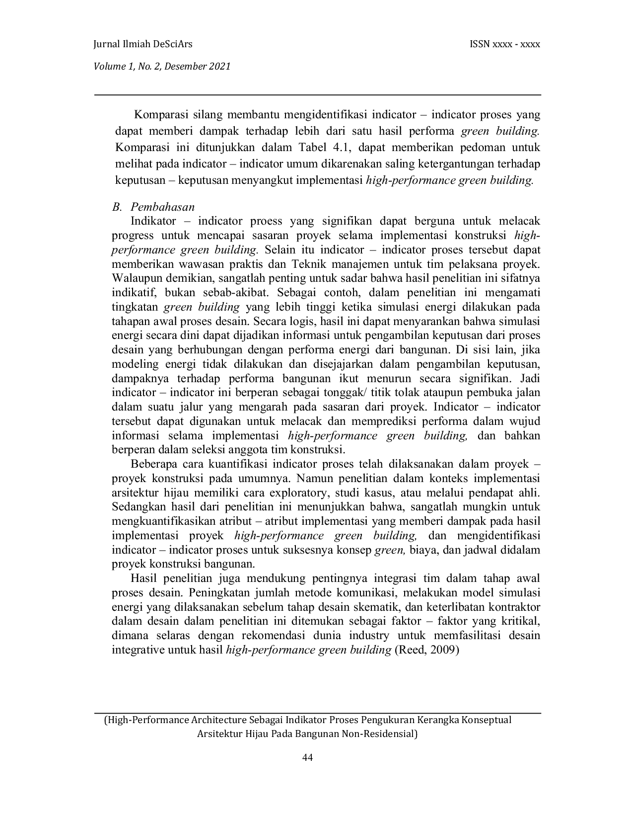 JURIS High Performance Architecture Sebagai Indikator Proses Pengukuran Kerangka Konseptual Arsitektur Hijau Pada Bangunan Non Residensial