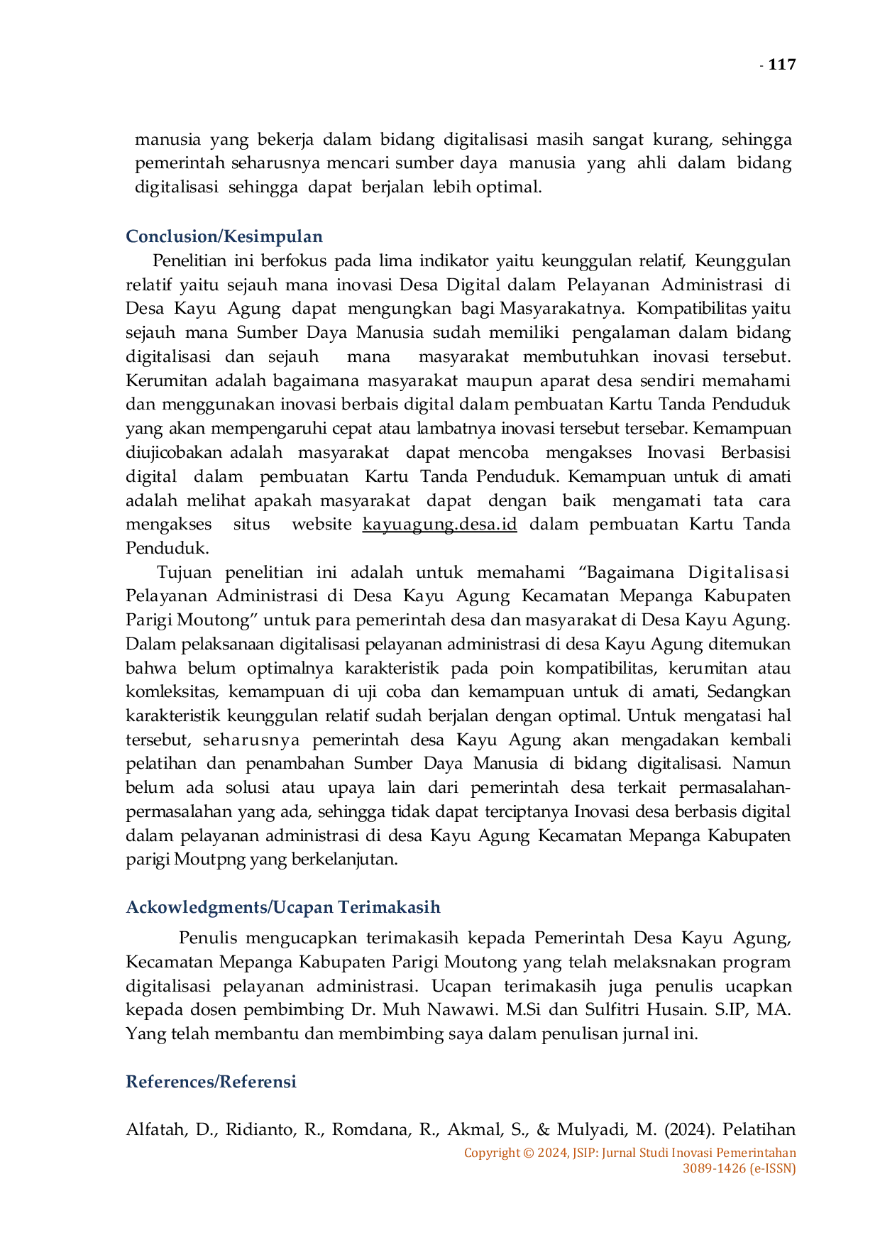 JURIS Digitalisasi Pelayanan Administrasi di Desa Kayu Agung Kabupaten Parigi Moutong