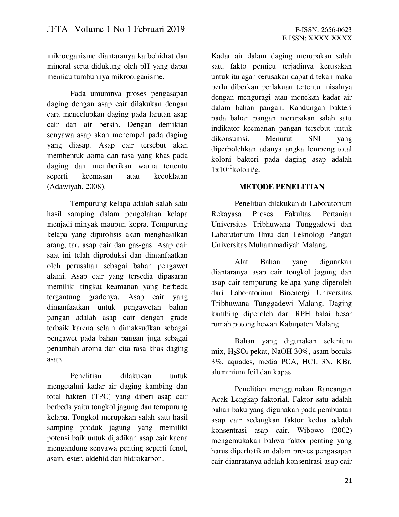 JURIS Kadar Air dan Total Bakteri Daging Kambing yang Diberi Asap Cair Tongkol Jagung dan Tempurung Kelapa