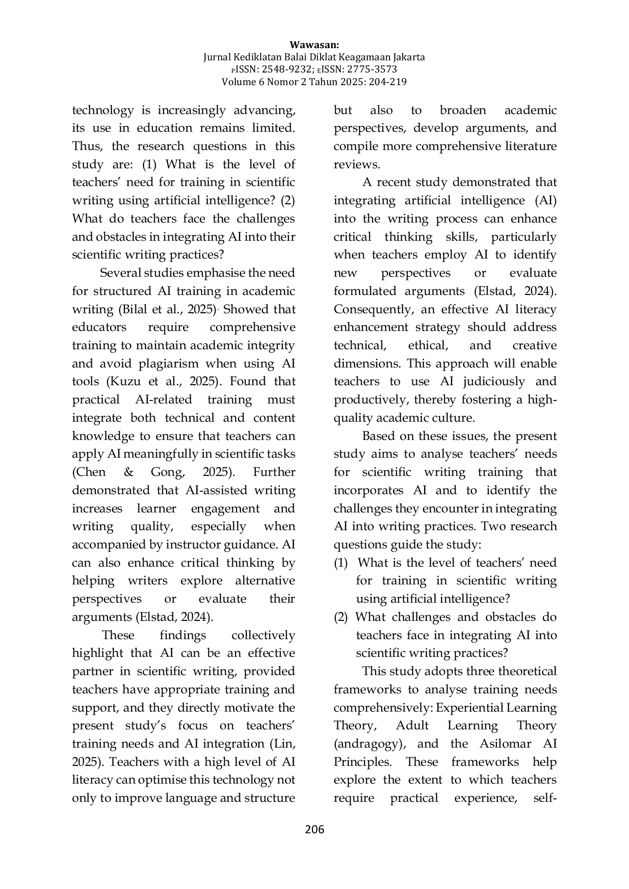 JURIS An Analysis of Training Requirements for Teachers in the Application of Artificial Intelligence to Scientific Writing