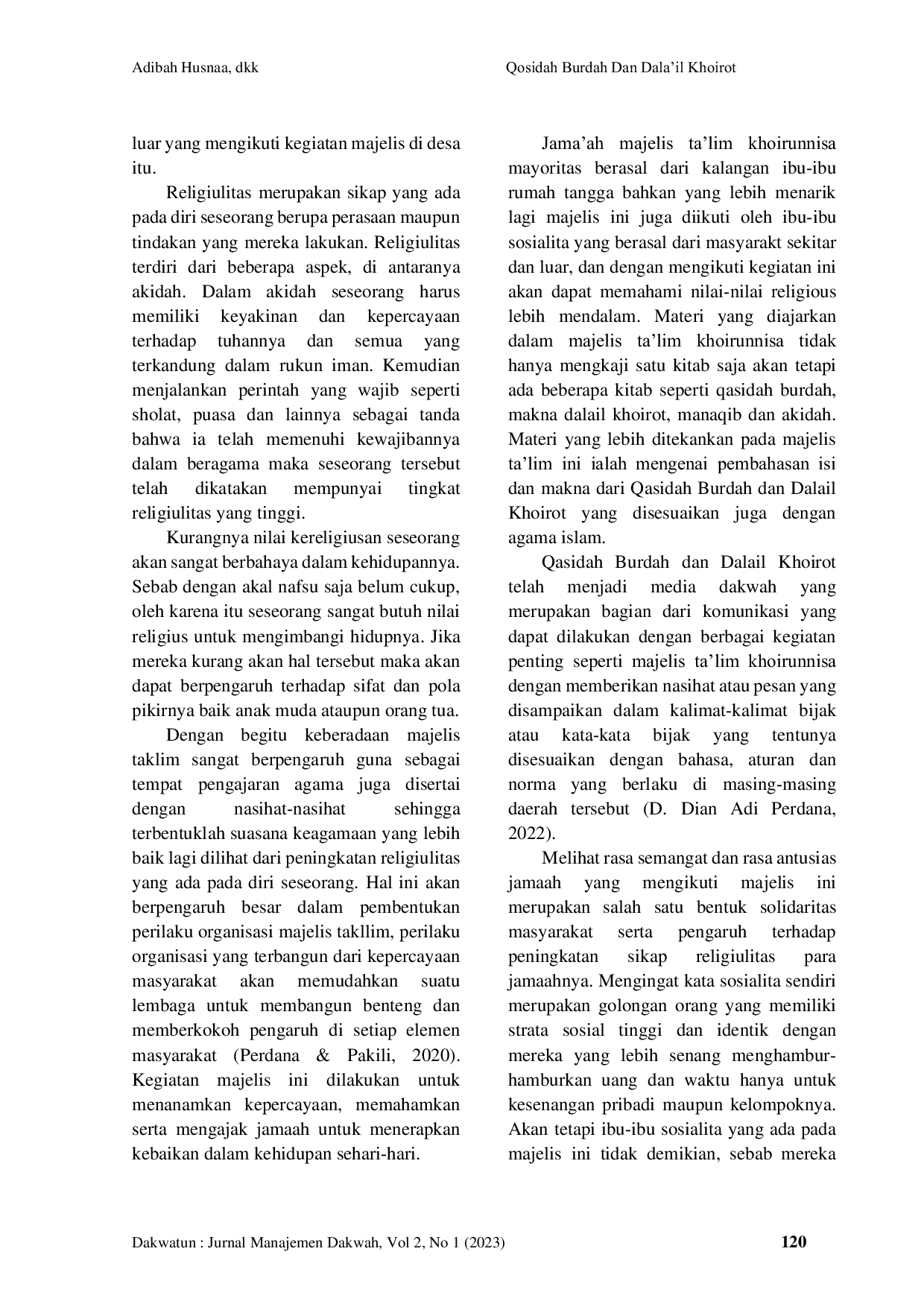 JURIS Qosidah Burdah Dan Dala il Khoirot Dakwah Meningkatkan Religiulitas Kaum Sosialita Di Majelis Ta lim Khoirunnisa