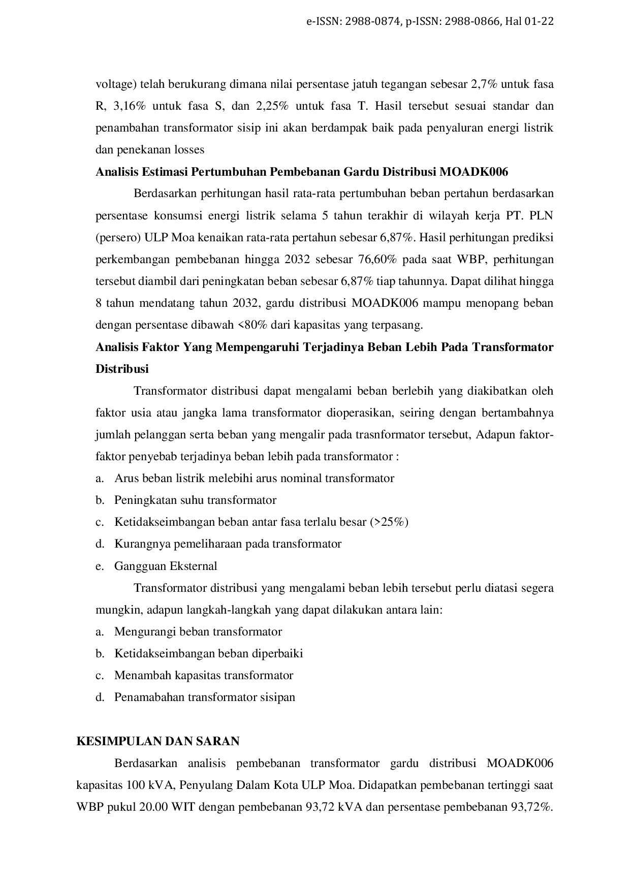 JURIS Optimasi Penambahan Transformator Sisipan Terhadap Keandalan Jaringan di Gardu Distribusi