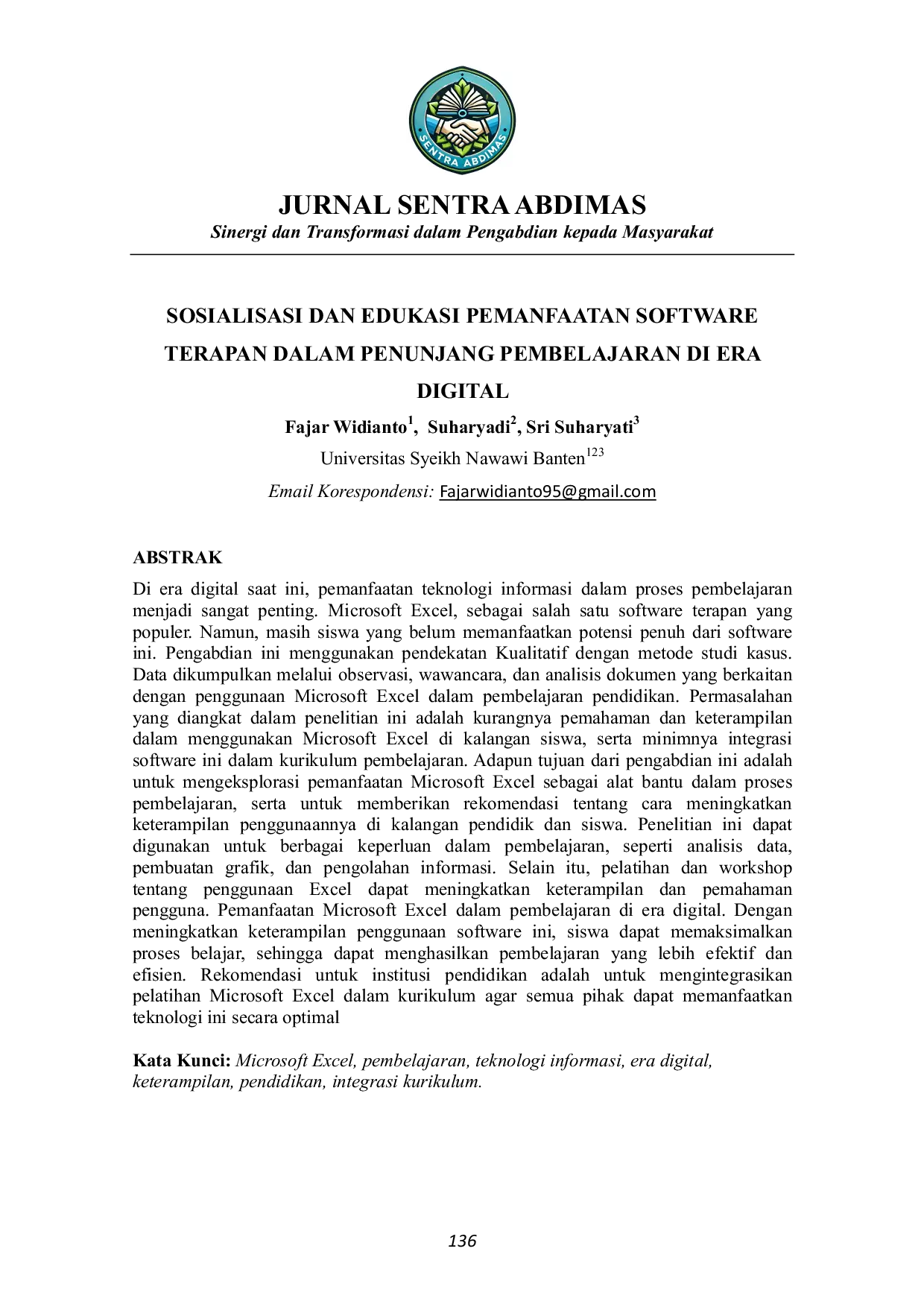 JURIS Sosialisasi Dan Edukasi Pemanfaatan Software Terapan Dalam Penunjang Pembelajaran Di Era Digital