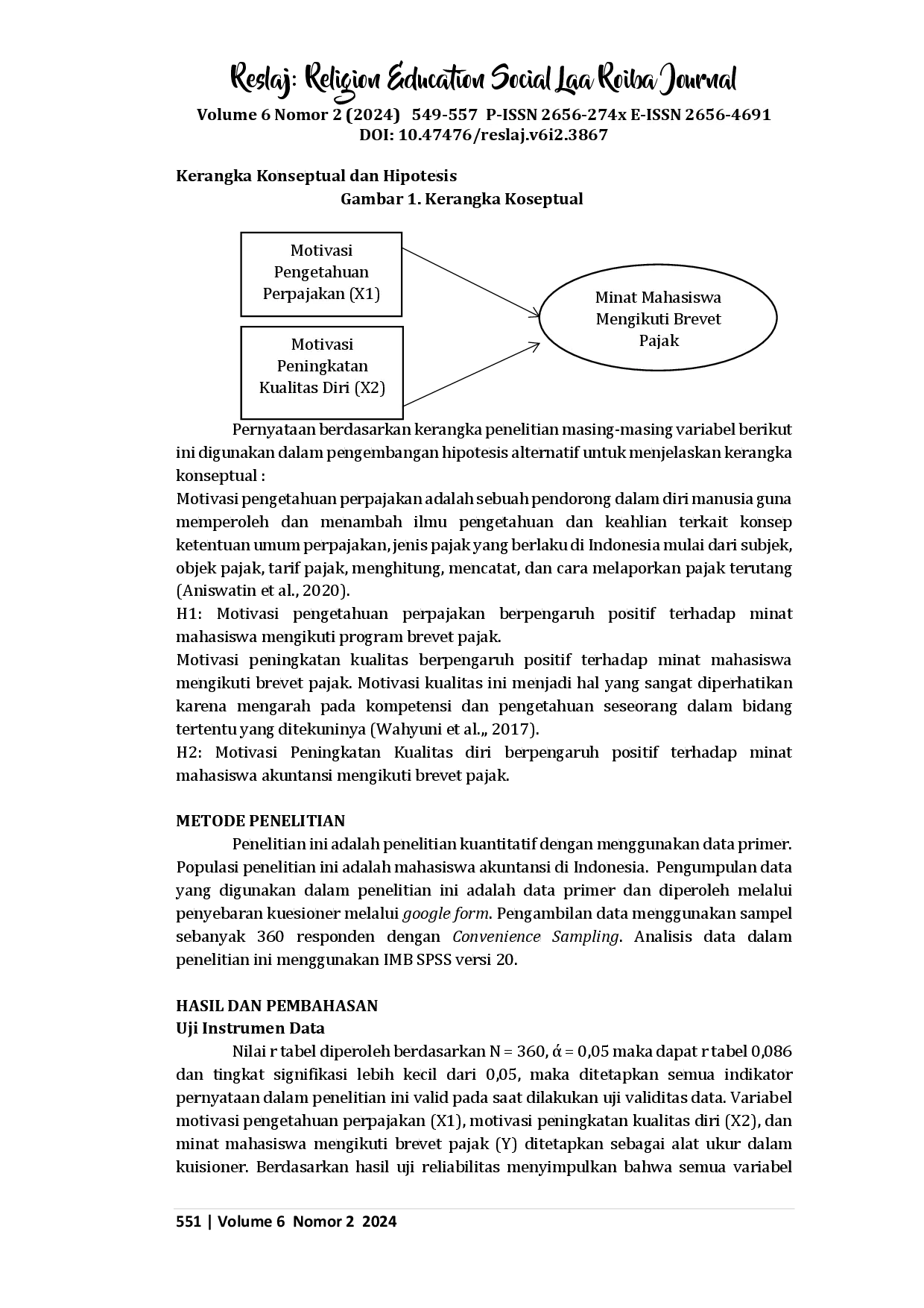 juris Pengaruh Motivasi Pengetahuan Perpajakan dan Motivasi Peningkatan Kualitas Diri Terhadap Minat Mahasiswa Akuntansi untuk Mengikuti Brevet Pajak