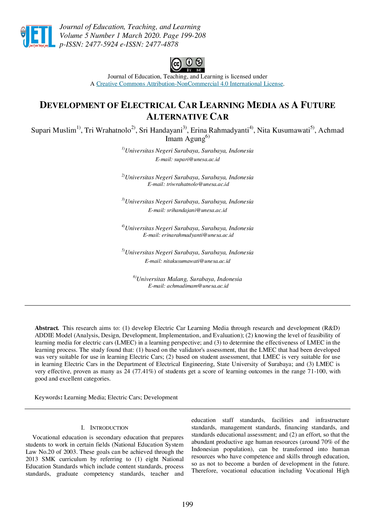 juris Development of Electrical Car Learning Media as A Future Alternative Car