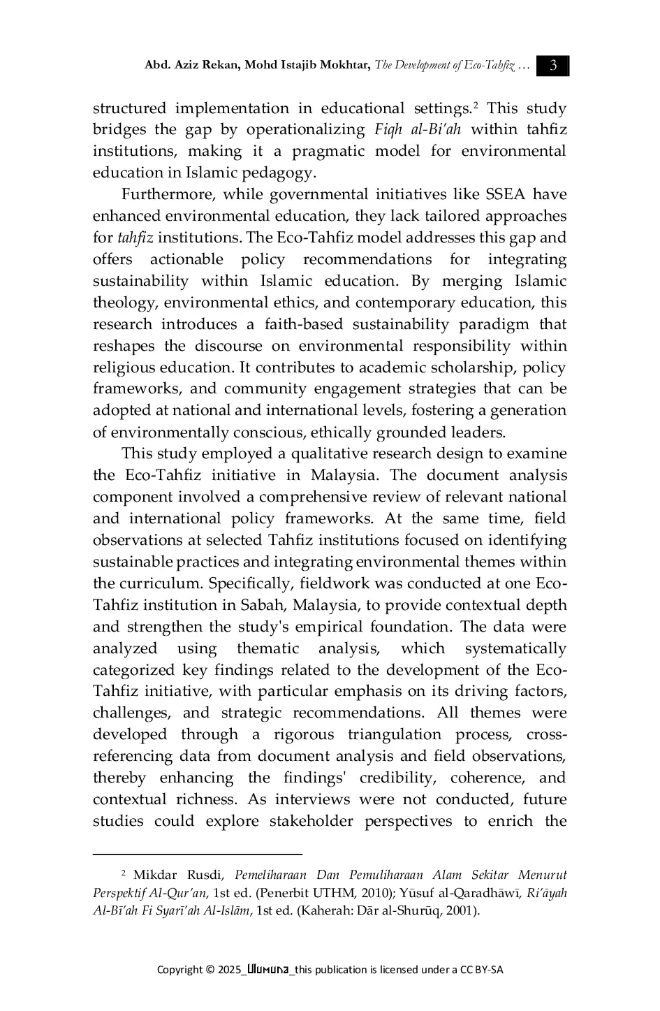 JURIS The Development of Eco Tahfiz In Malaysia Bridging Islamic Education and Environmental Sustainability