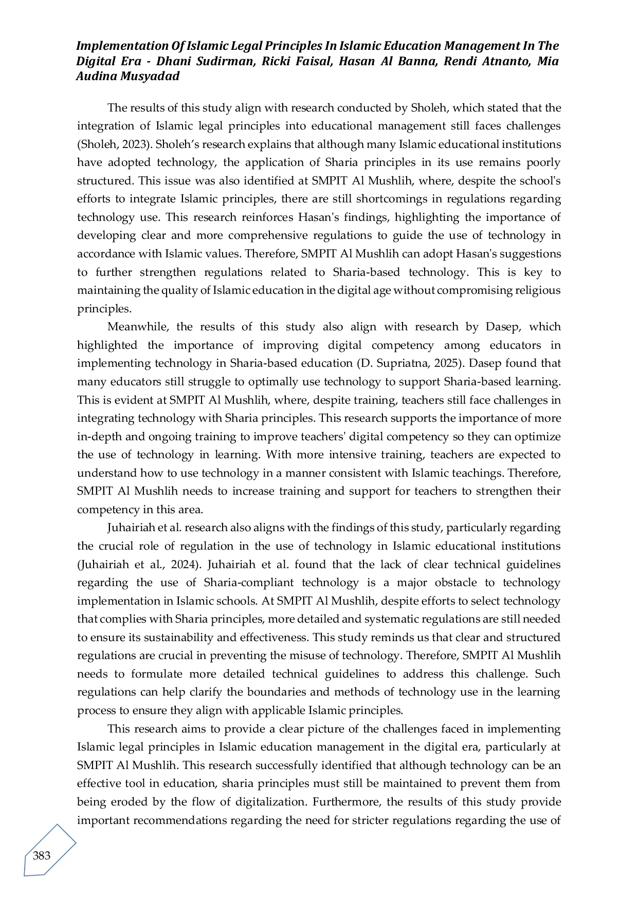 JURIS Implementation Of Islamic Legal Principles In Islamic Education Management In The Digital Era Implementasi Prinsip Hukum Islam dalam Manajemen Pendidikan Islam di Era Digital