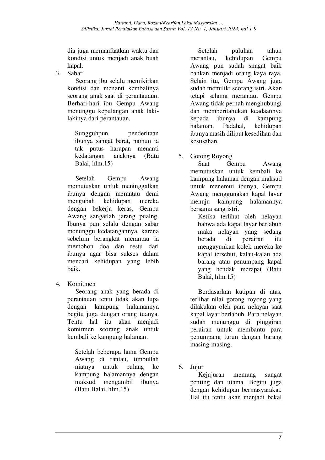 JURIS Kearifan Lokal Masyarakat Bangka Belitung dalam Cerita Rakyat Batu Balai Kajian Pendidikan Karakter