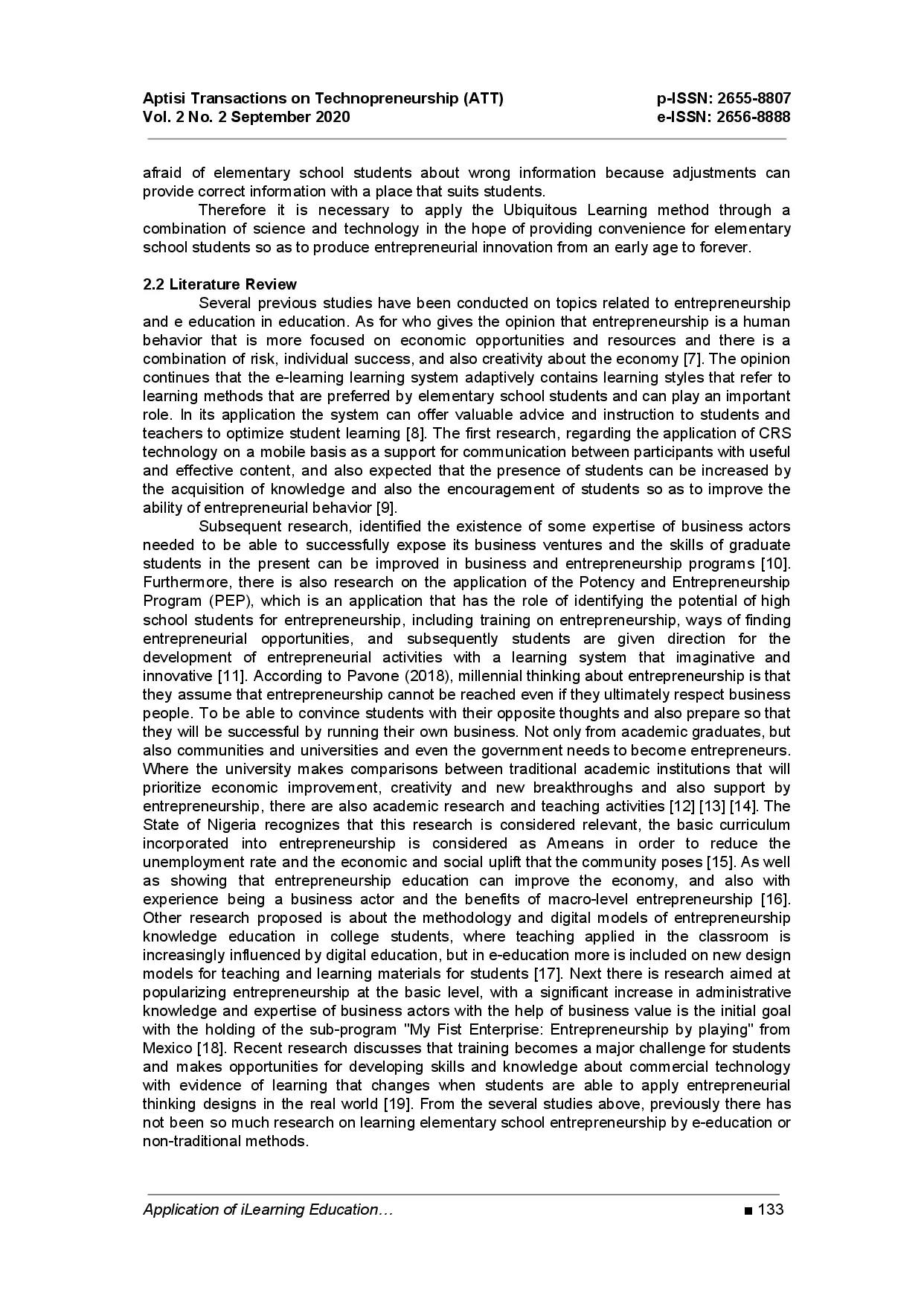 juris Application of iLearning Education in Learning Methods for Entrepreneurship and Elementary School Student Innovation