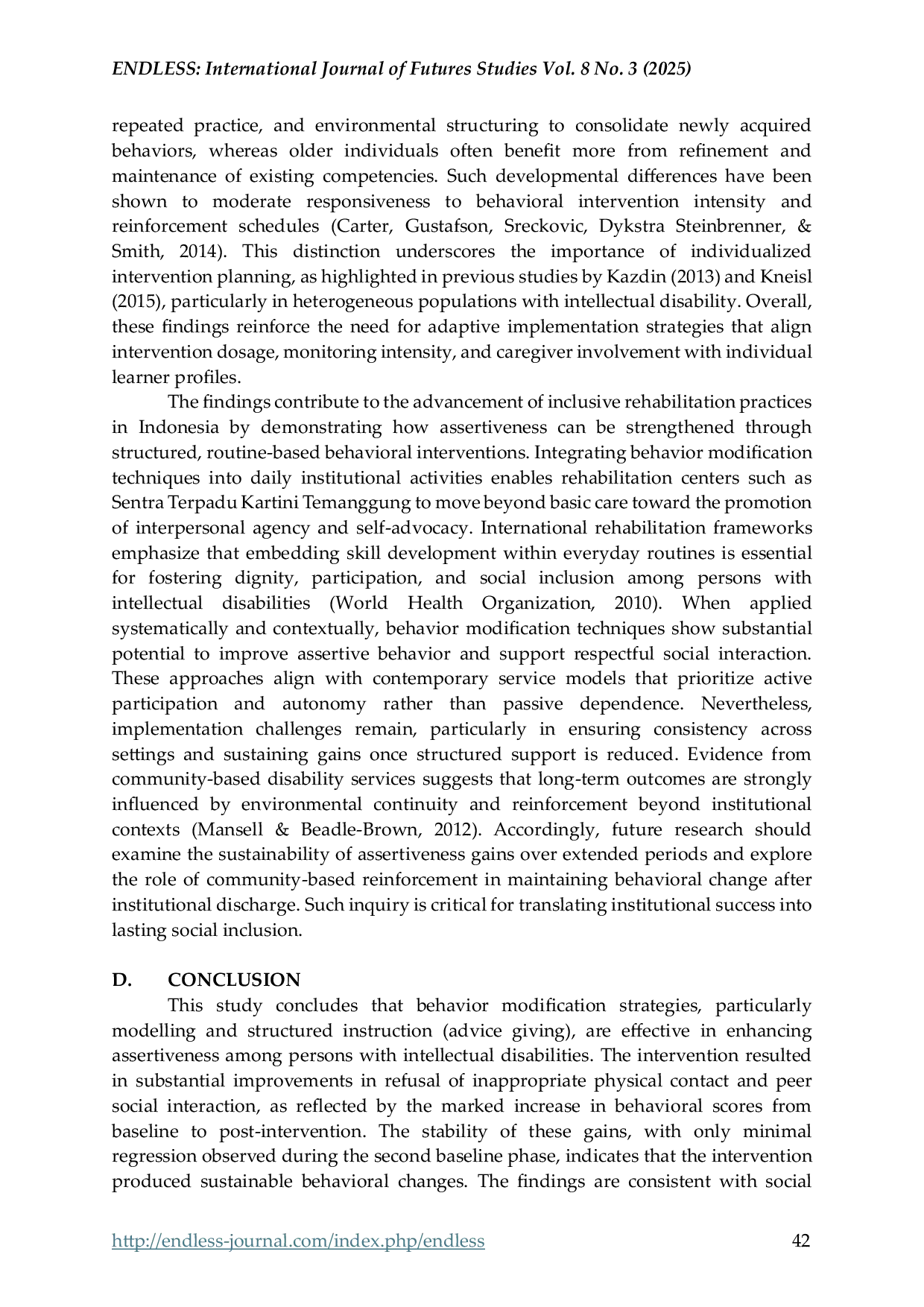 JURIS Applied Behavior Modification Techniques for Increasing Assertiveness in Persons with Intellectual Disability