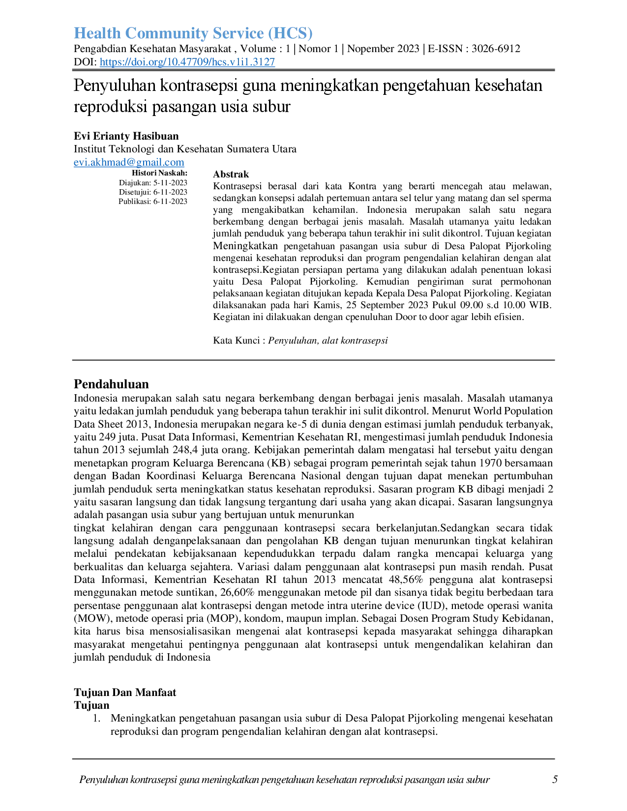 juris Penyuluhan kontrasepsi guna meningkatkan pengetahuan kesehatan reproduksi pasangan usia subur
