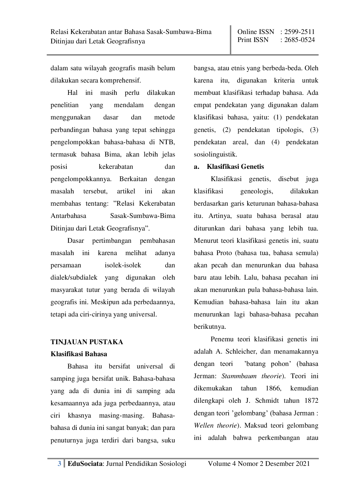 JURIS Relasi Kekerabatan antar Bahasa Sasak Sumbawa Bima Ditinjau dari Letak Geografisnya