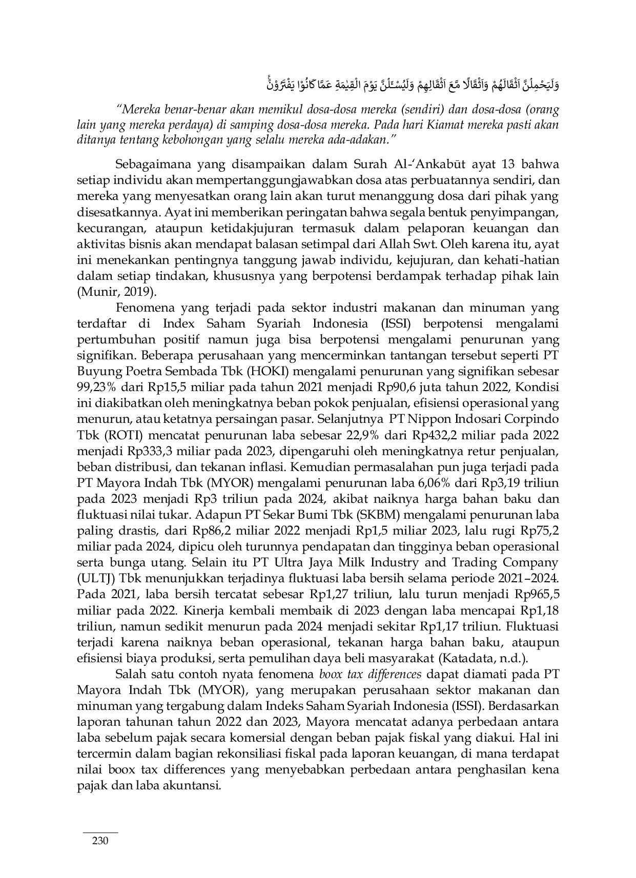 JURIS Pengaruh Boox Tax Differences Akrual Leverage Dan Aliran Arus Kas Operasi Terhadap Persistensi Laba Studi Pada Perusahaan Makanan Dan Minuman Yang Terdaftar Di Index Saham Syariah Issi Periode 20