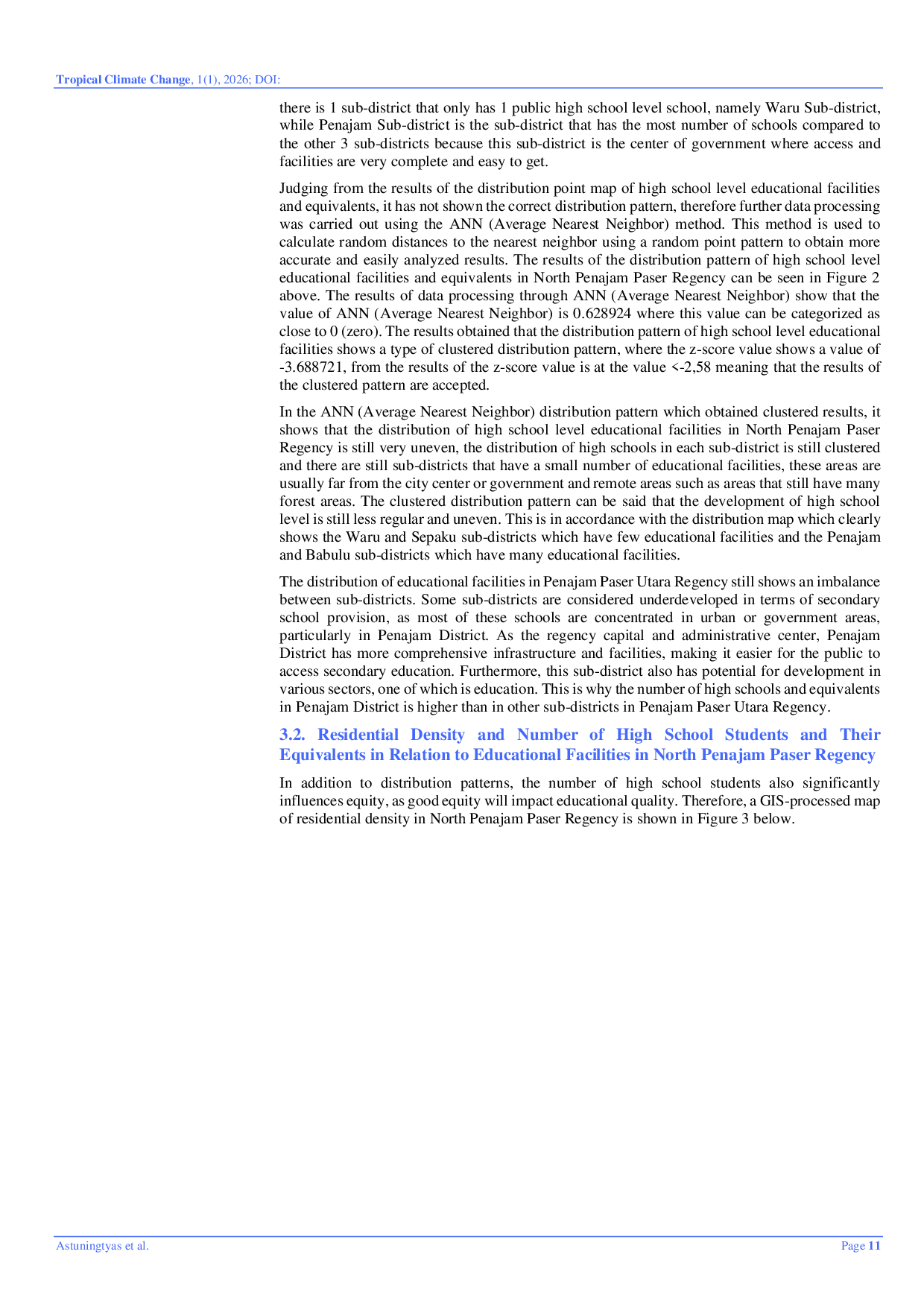 JURIS Distribution Pattern of High School and Equivalent Education Facilities in North Penajam Paser Regency