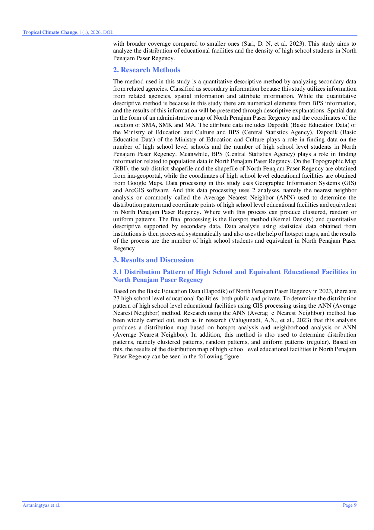 JURIS Distribution Pattern of High School and Equivalent Education Facilities in North Penajam Paser Regency