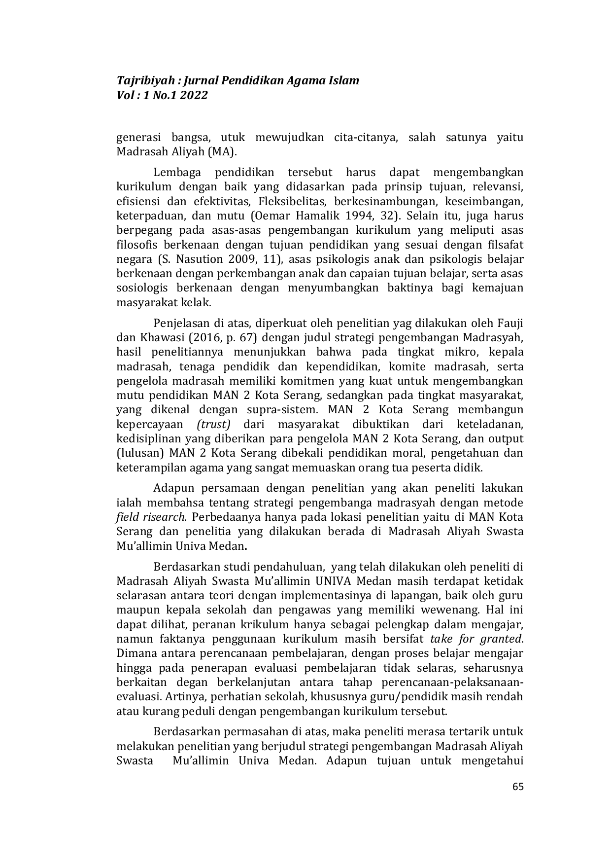 JURIS Pengembangan Manajemen Kurikulum di Madrasah Aliyah Muallimin Univa Medan