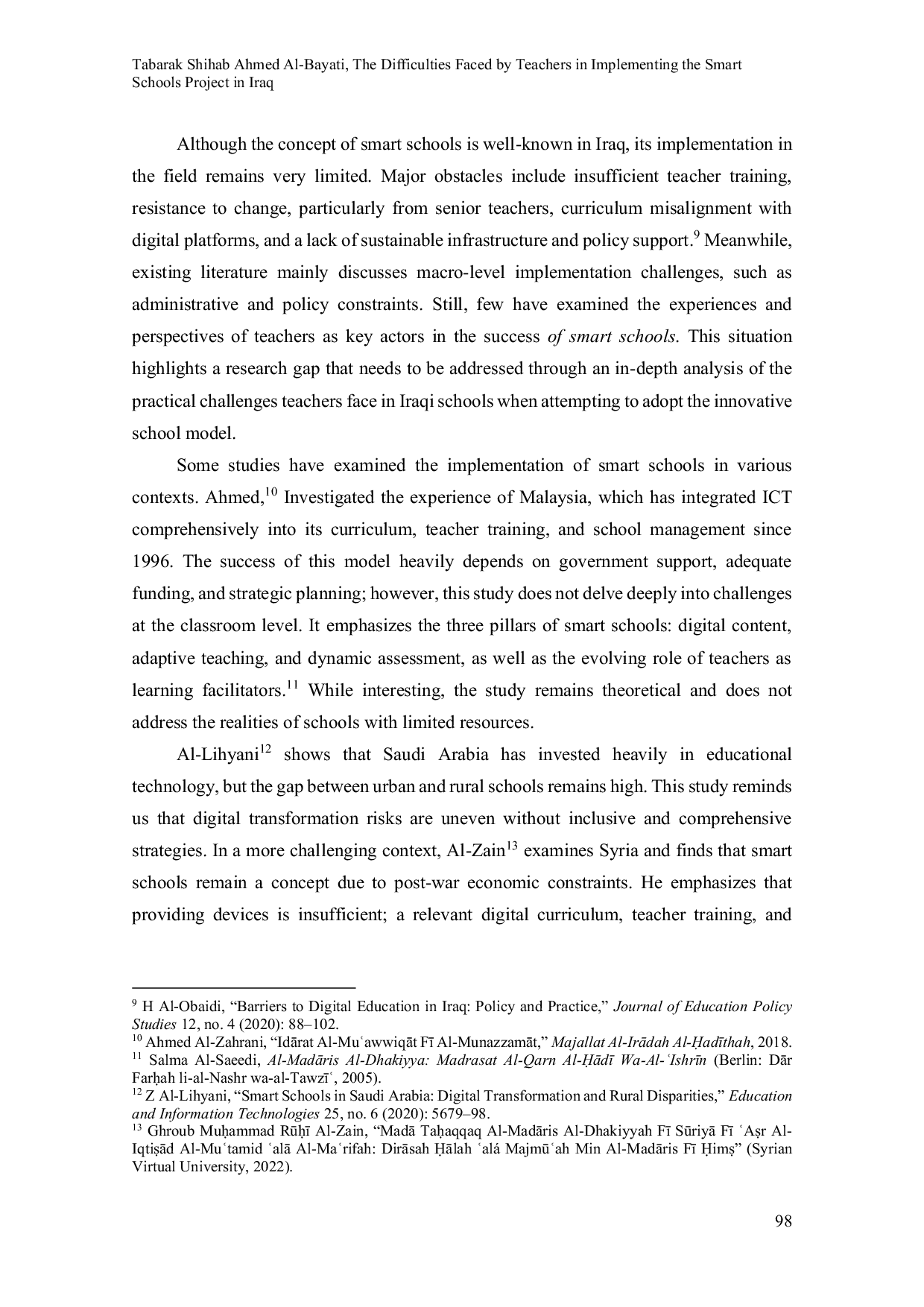 JURIS The Difficulties Faced by Teachers in Implementing the Smart Schools Project in Iraq