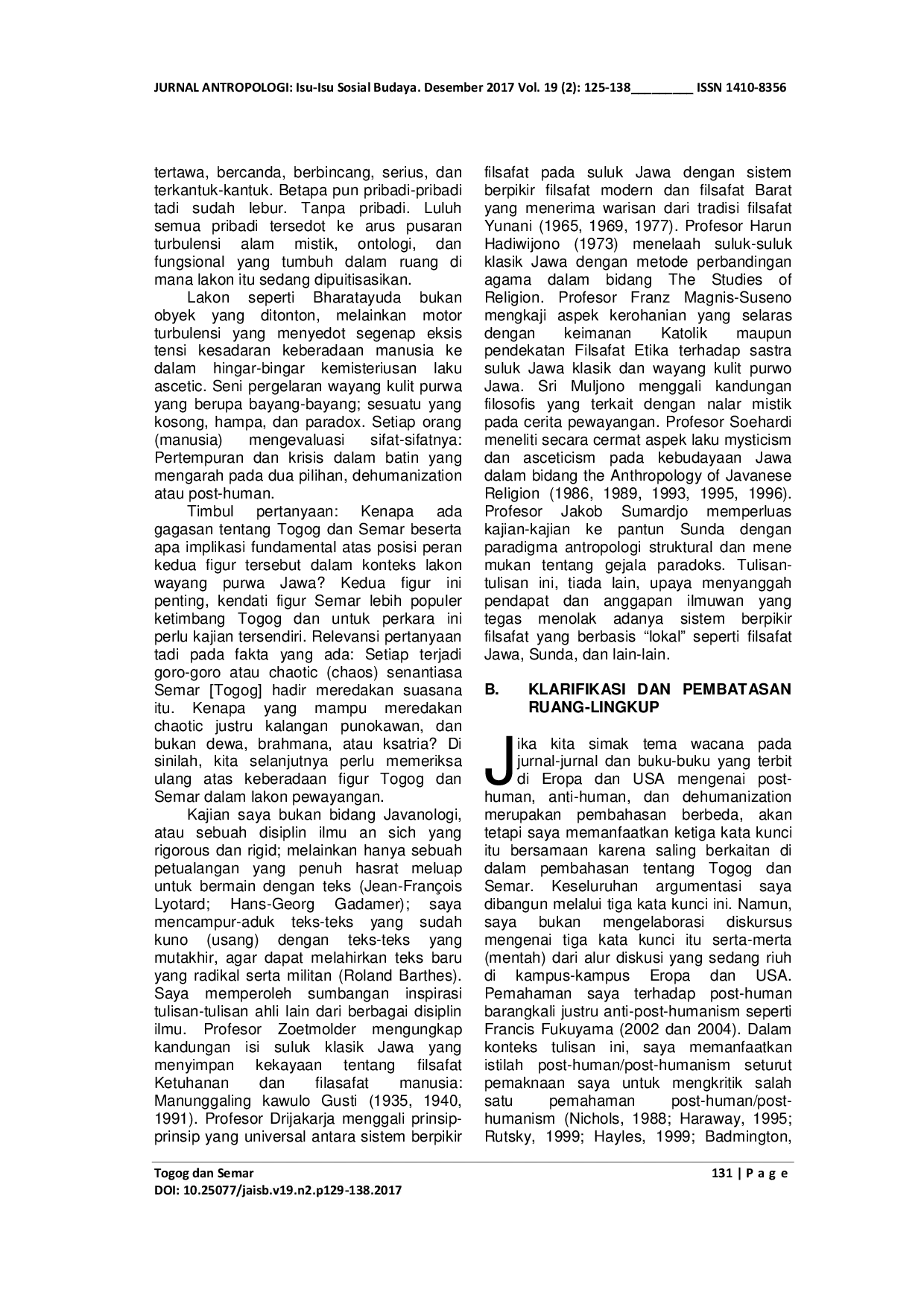 JURIS Togog dan Semar Dehumanization Anti Human Post Human