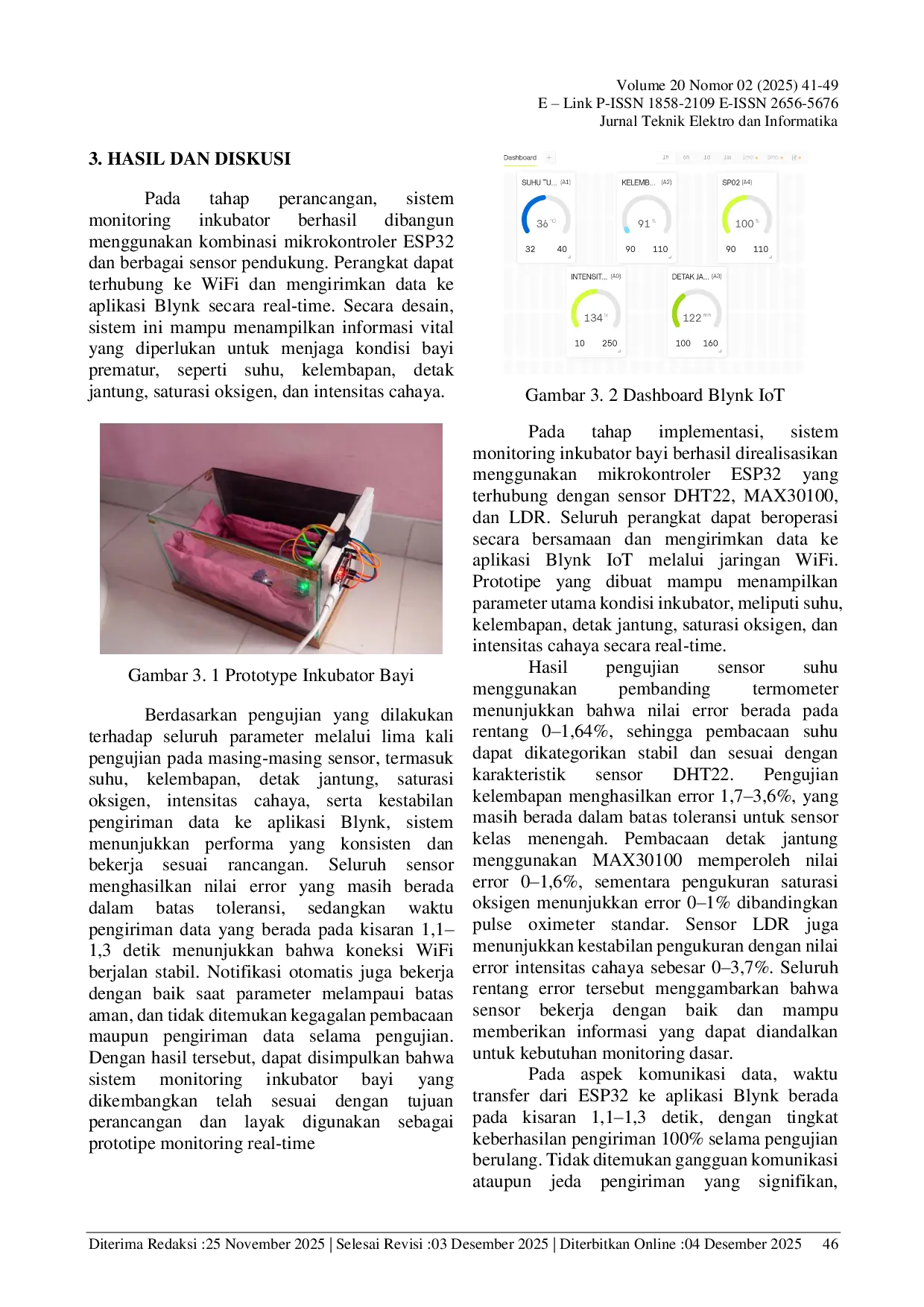 JURIS Aplikasi Blynk IoT Untuk Monitoring Parameter Vital Pada Inkubator Bayi