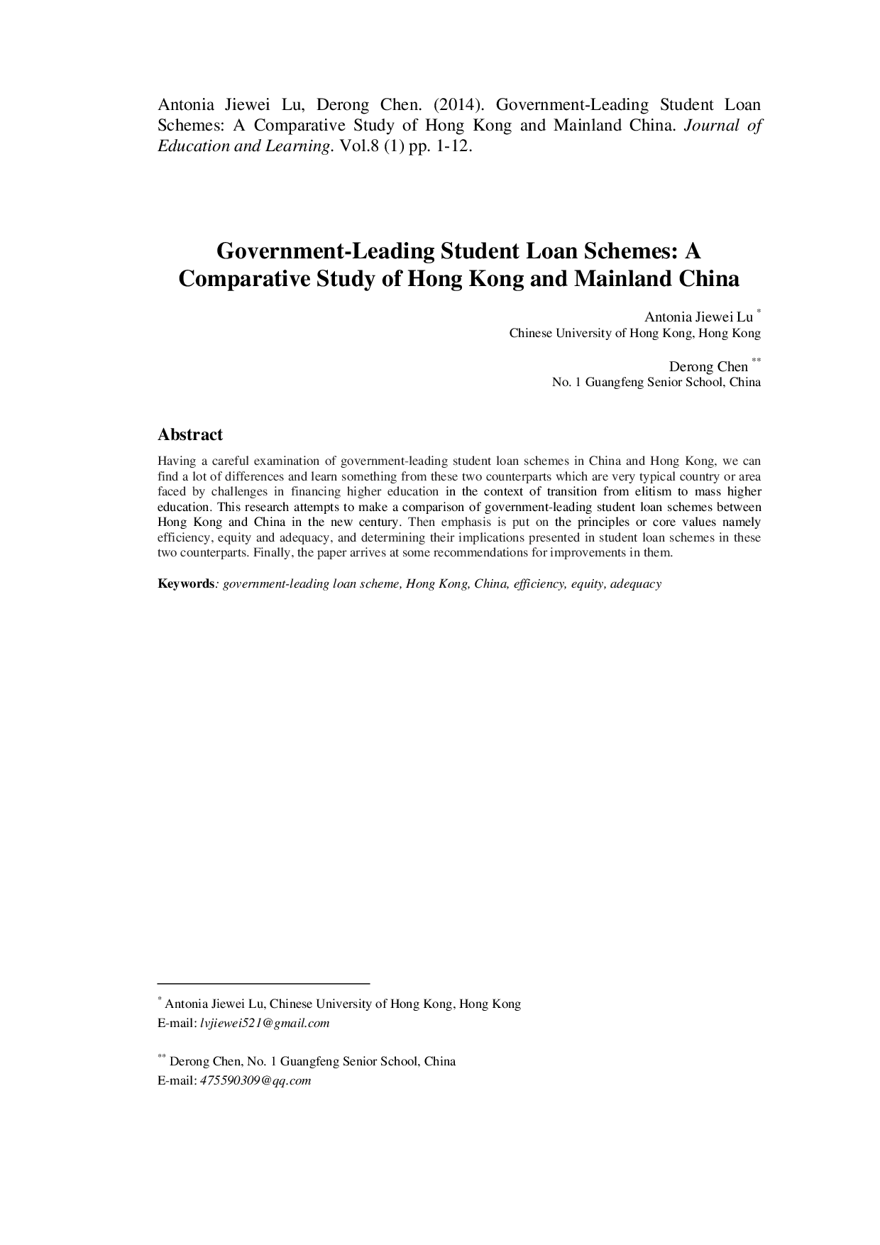 juris Government Leading Student Loan Schemes A Comparative Study of Hong Kong and Mainland China