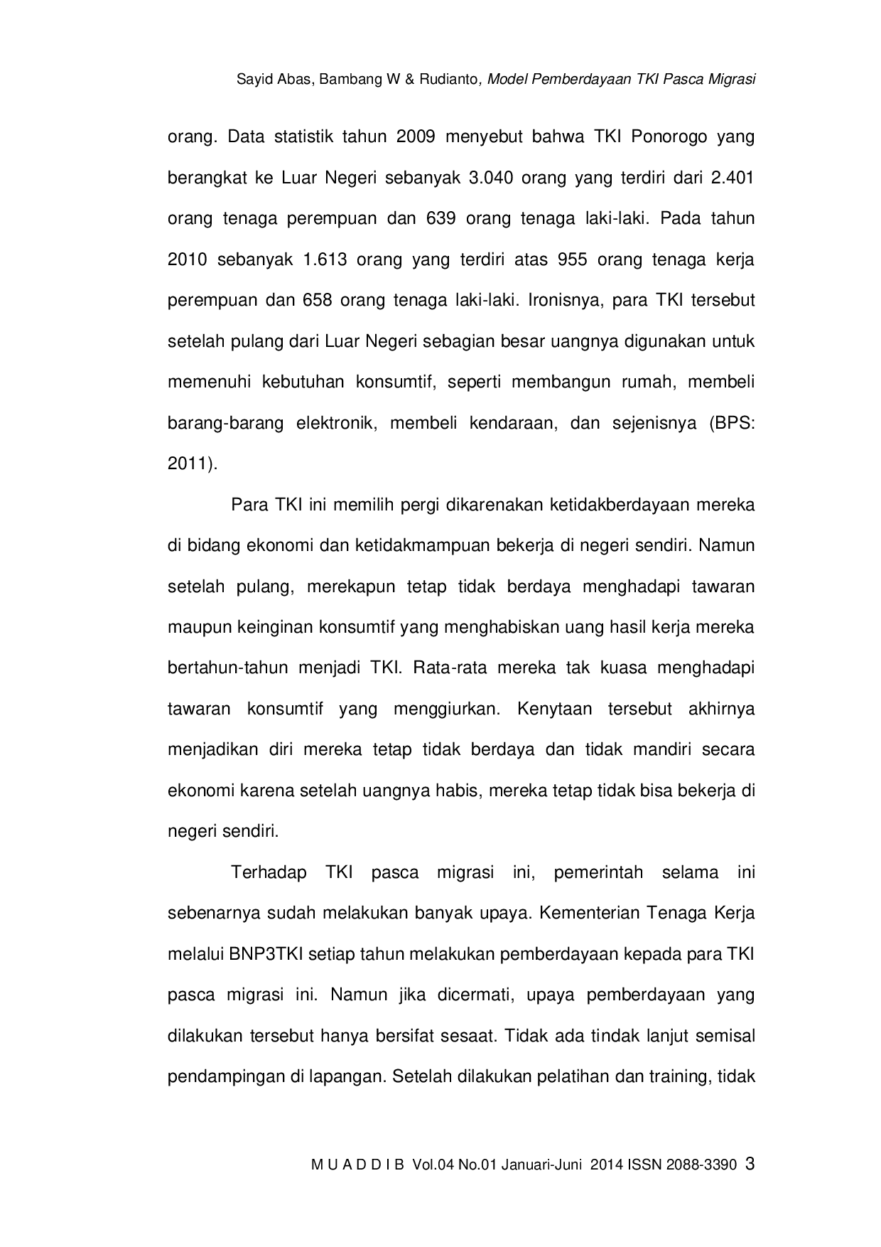 JURIS Model Pemberdayaan Tki Pasca Migrasi Melalui Ekonomi Produktif Menuju Keluarga Sakinah