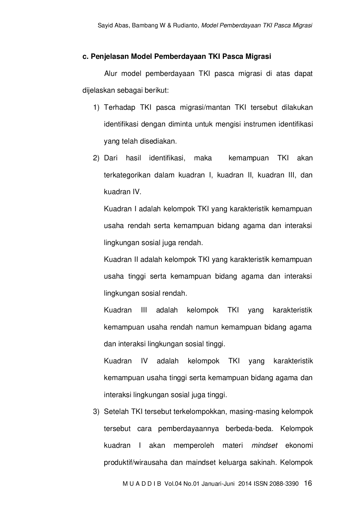 JURIS Model Pemberdayaan Tki Pasca Migrasi Melalui Ekonomi Produktif Menuju Keluarga Sakinah