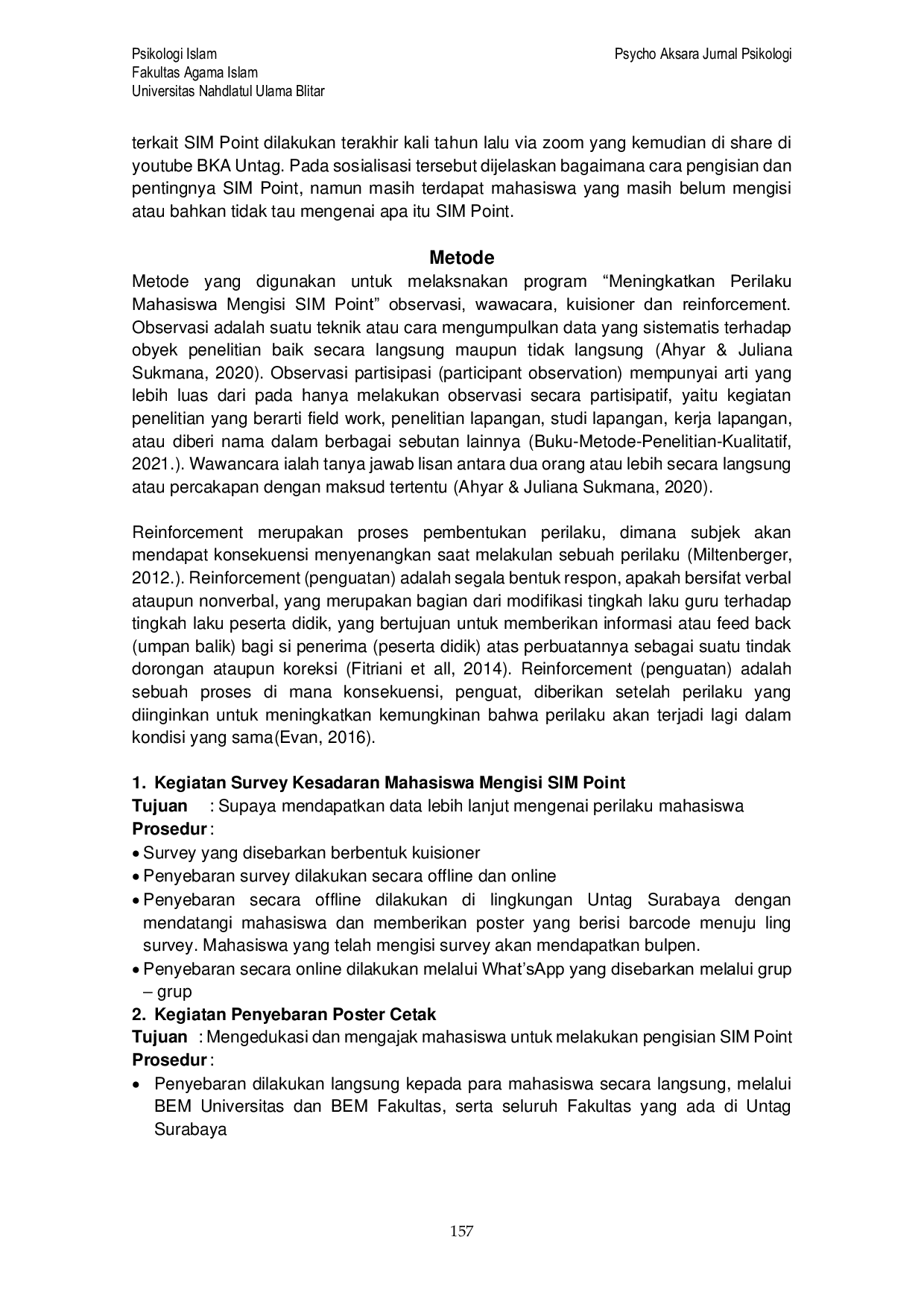 JURIS Program Meningkatkan Perilaku Mahasiswa Mengisi SIM Point di Universitas 17 Agustus 1945 Surabaya