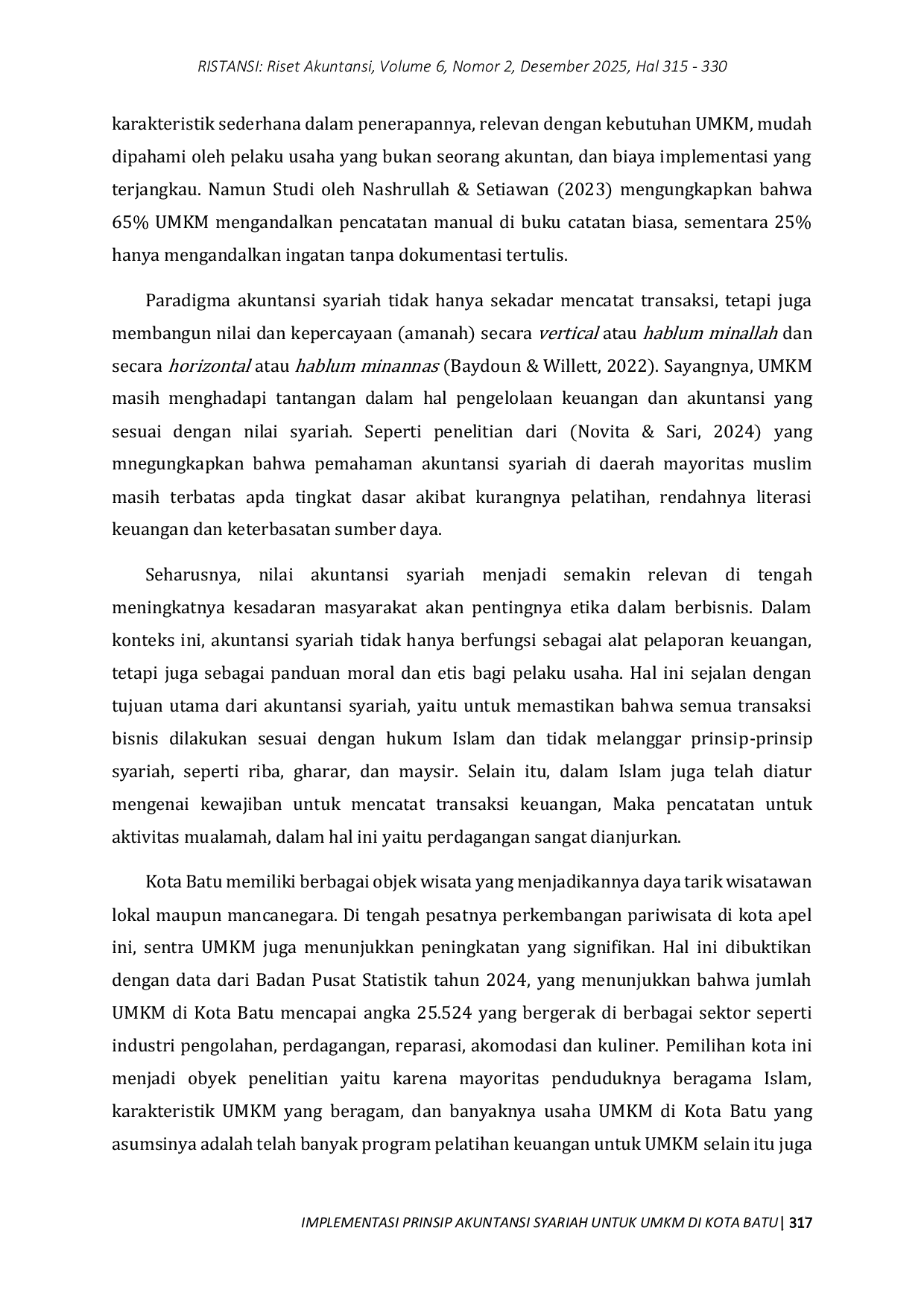 JURIS Implementasi Prinsip Akuntansi Syariah untuk UMKM di Kota Batu